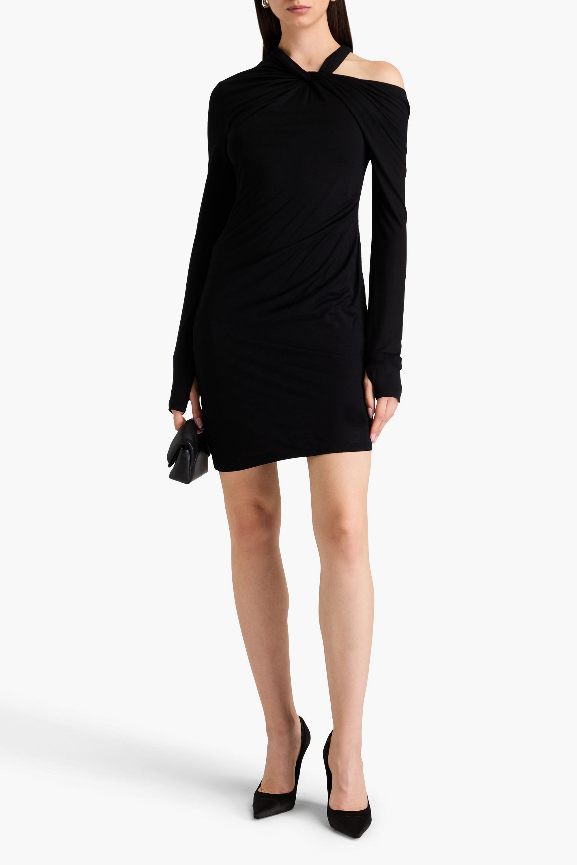 Helmut Lang Twist-front draped jersey mini dress