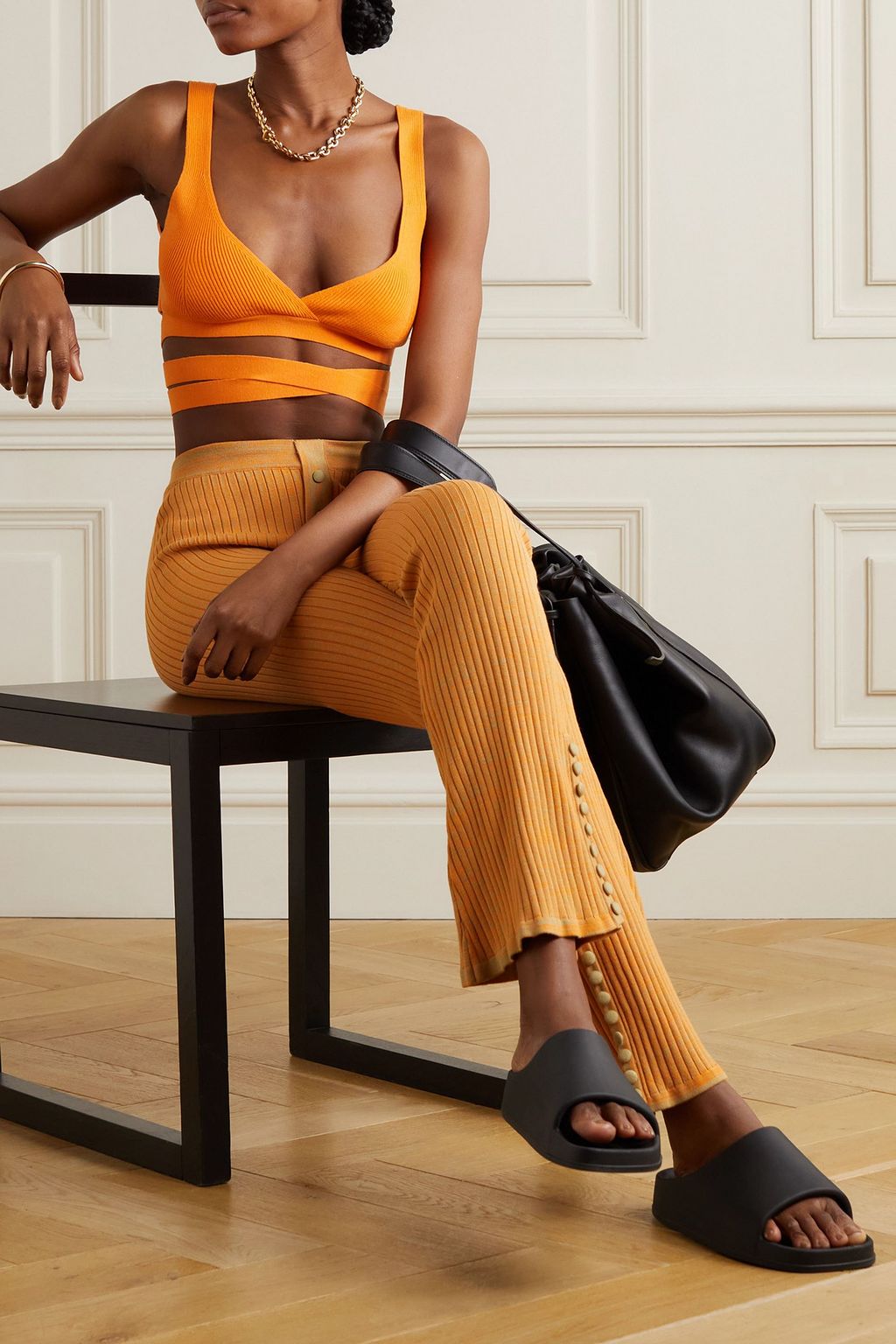 LIVE THE PROCESS Theda tie-detailed ribbed-knit bralette