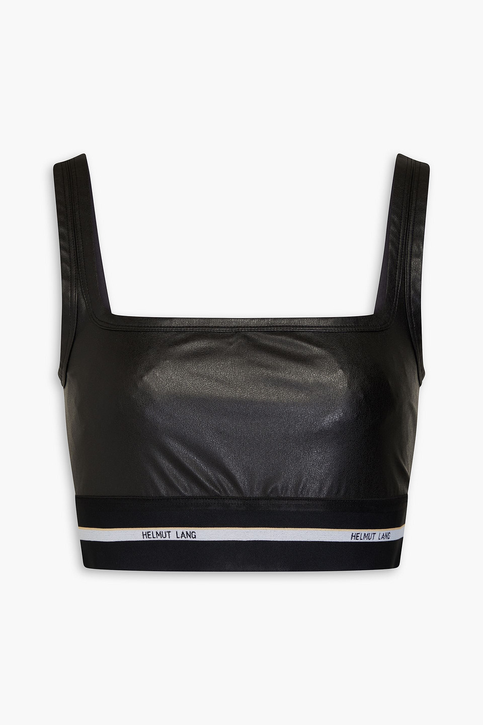 Helmut Lang Faux Leather Bra Top In Black