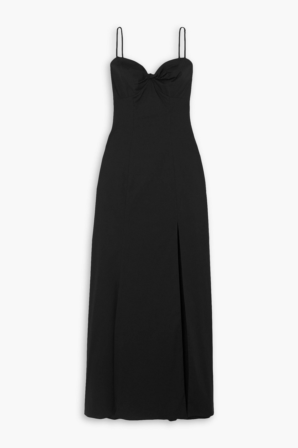 Staud Nataly Twisted Stretch-cotton Poplin Midi Dress In Black