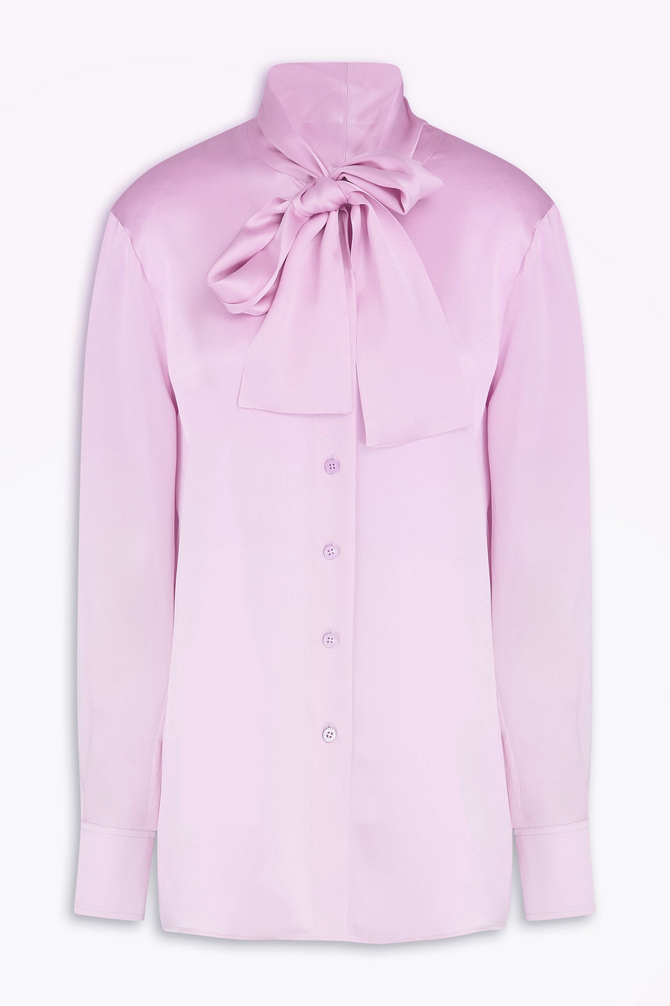 Oscar De La Renta Pussy-bow Silk-satin Blouse In Lilac