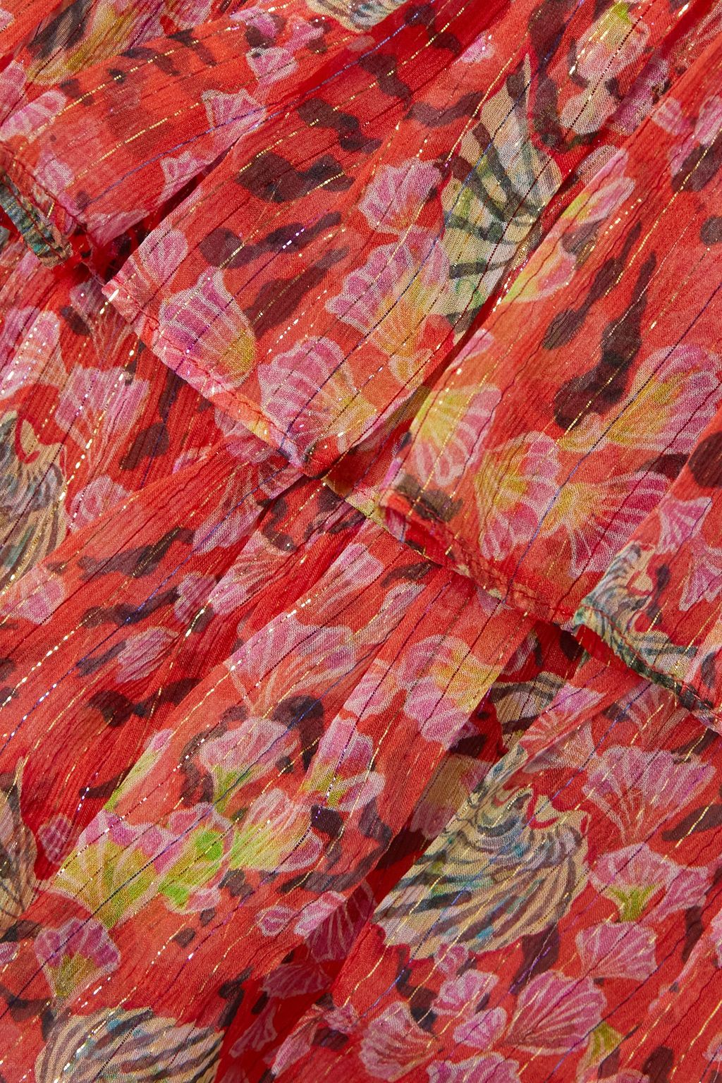 SALONI Ava Minikleid aus Chiffon aus einer Seiden-Lurex®-Mischung mit Blumenprint und Stufen