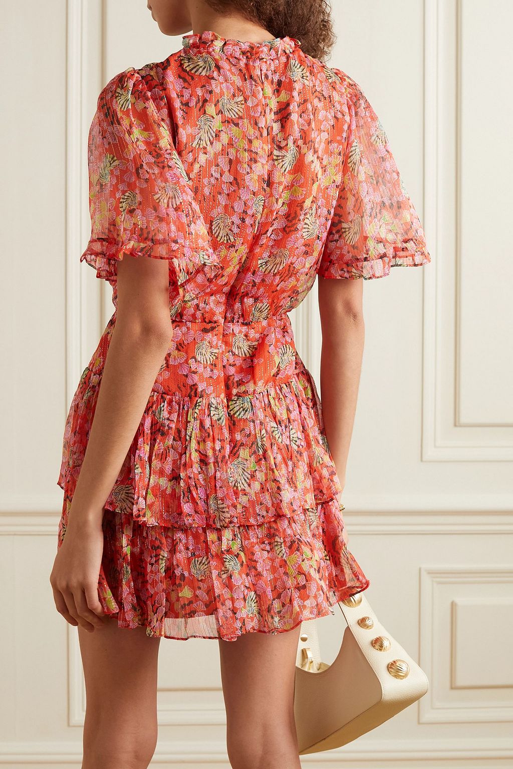 SALONI Ava Minikleid aus Chiffon aus einer Seiden-Lurex®-Mischung mit Blumenprint und Stufen