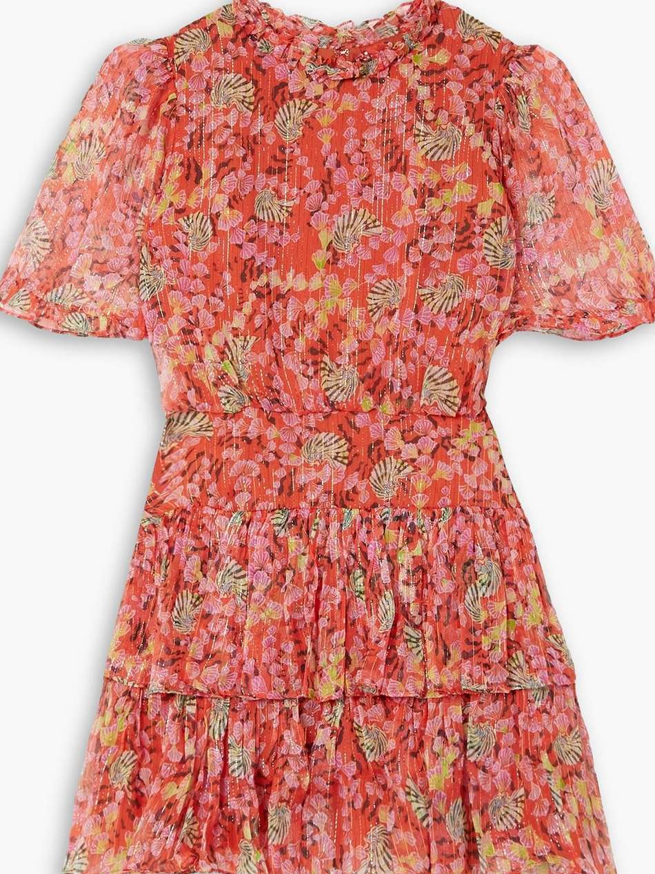 ava tiered floral-print silk-blend chiffon mini dress