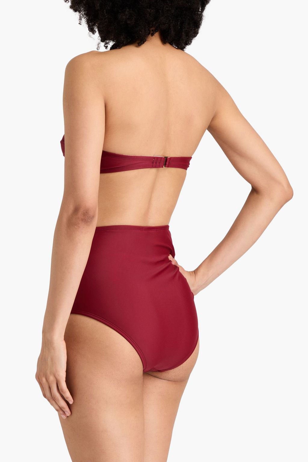 PEONY SWIMWEAR قطعة بيكيني علوية من نسيج ECONYL المطاط بثنيات بقصة بشكل باندو وأسلاك سفلية