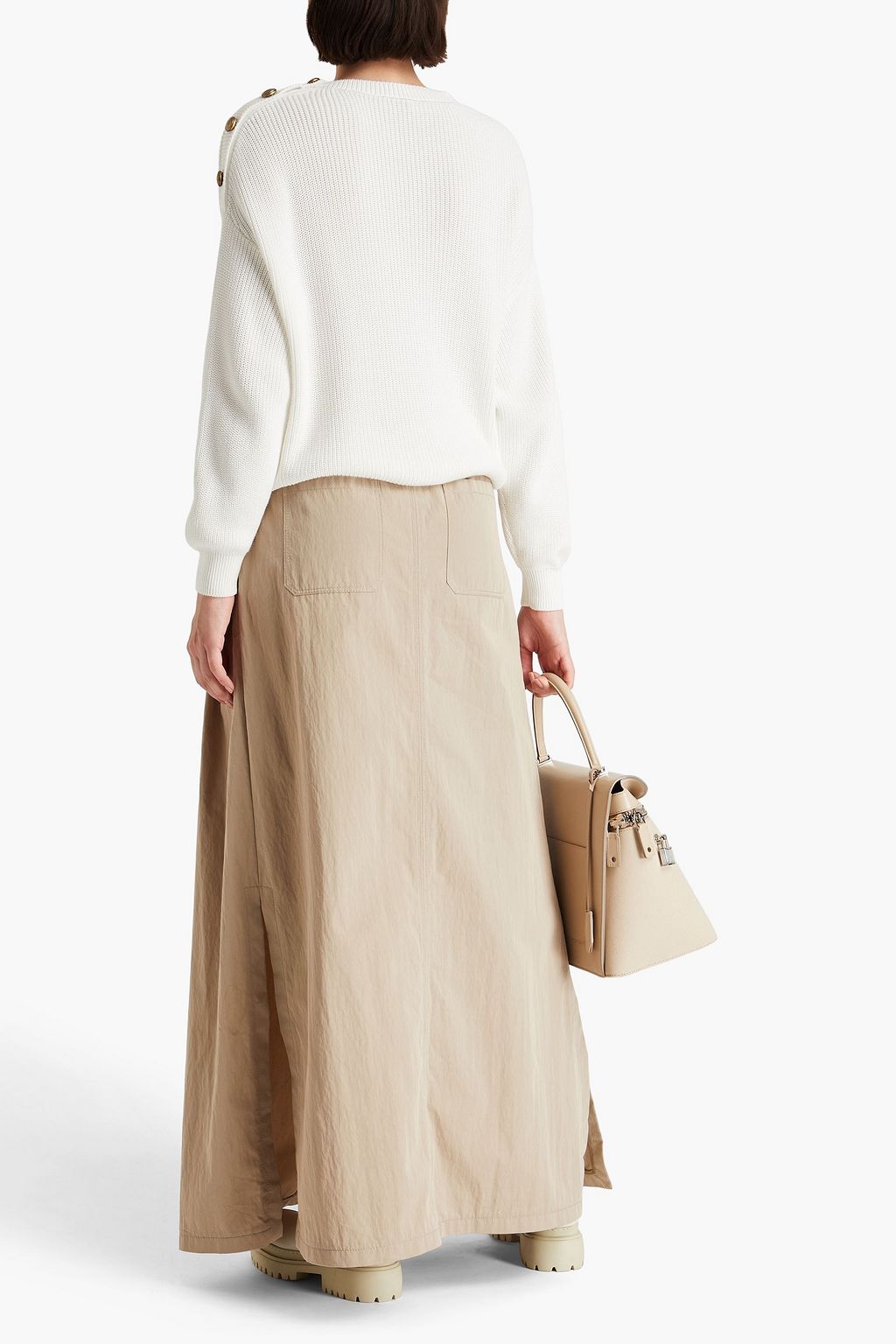 BRUNELLO CUCINELLI Bead-embellished button-detailed cotton sweater