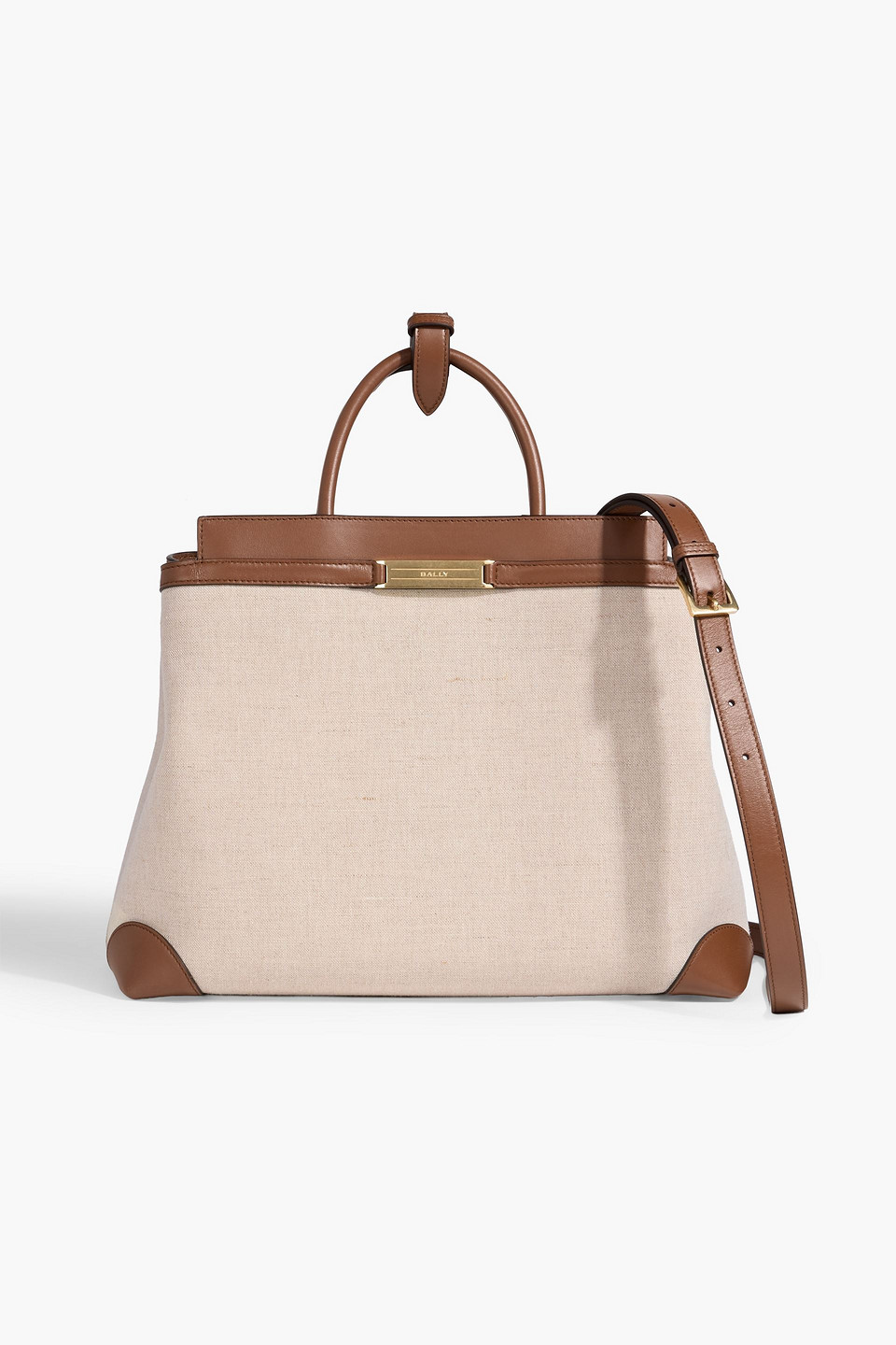 bally - deco daily leather-trimmed canvas tote - neutral - onesize