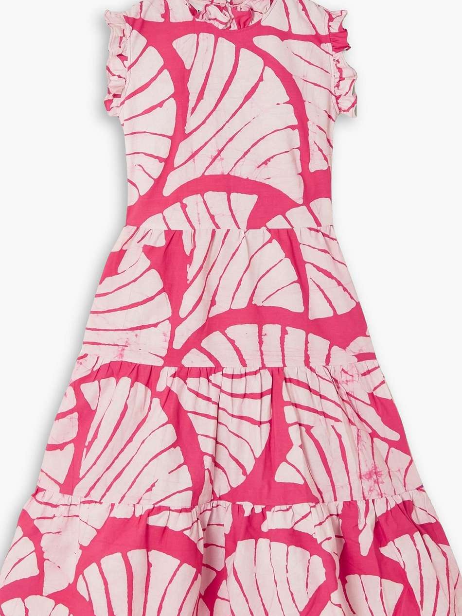 ruffled tiered printed cotton mini dress