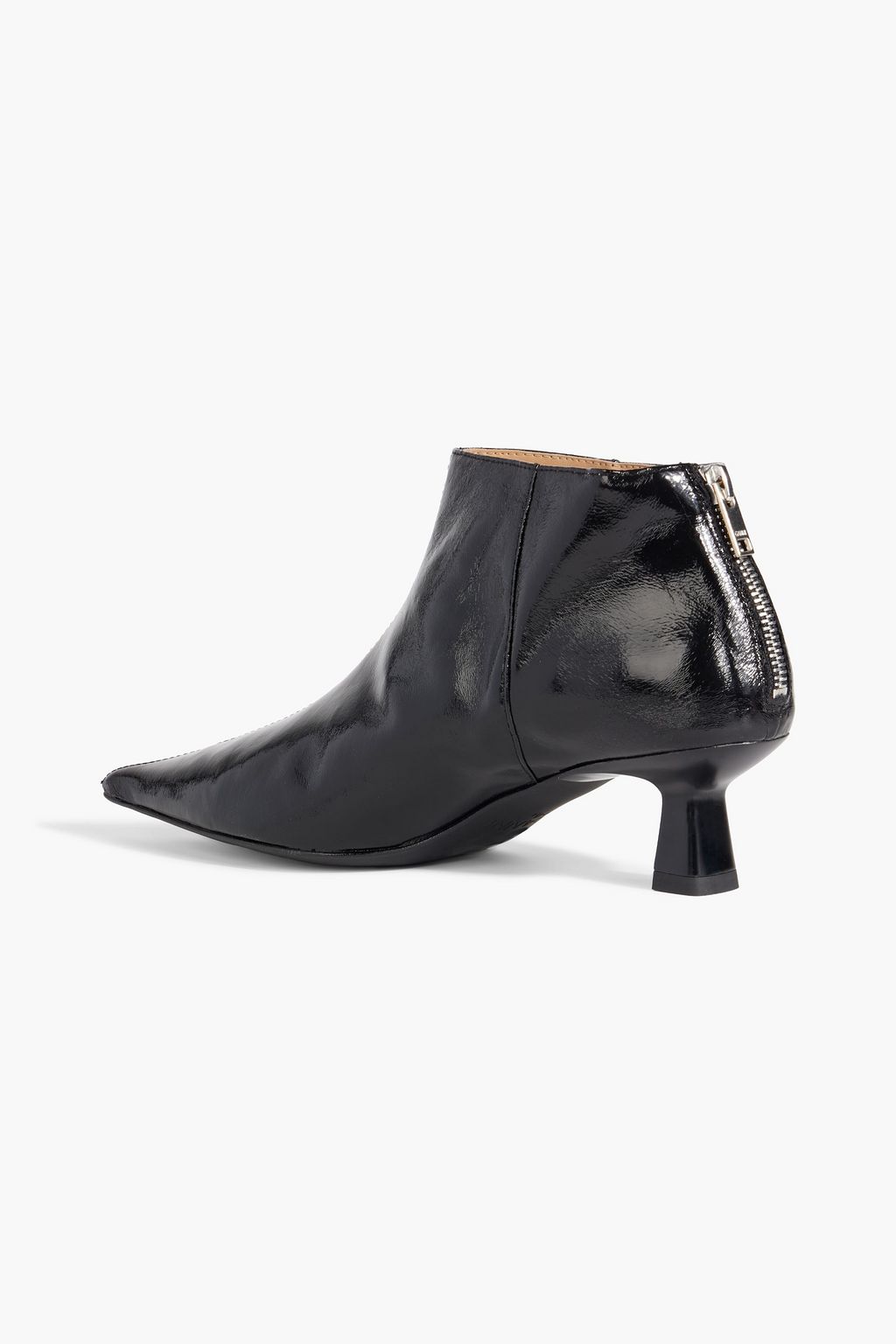 GANNI Glossed faux leather ankle boots