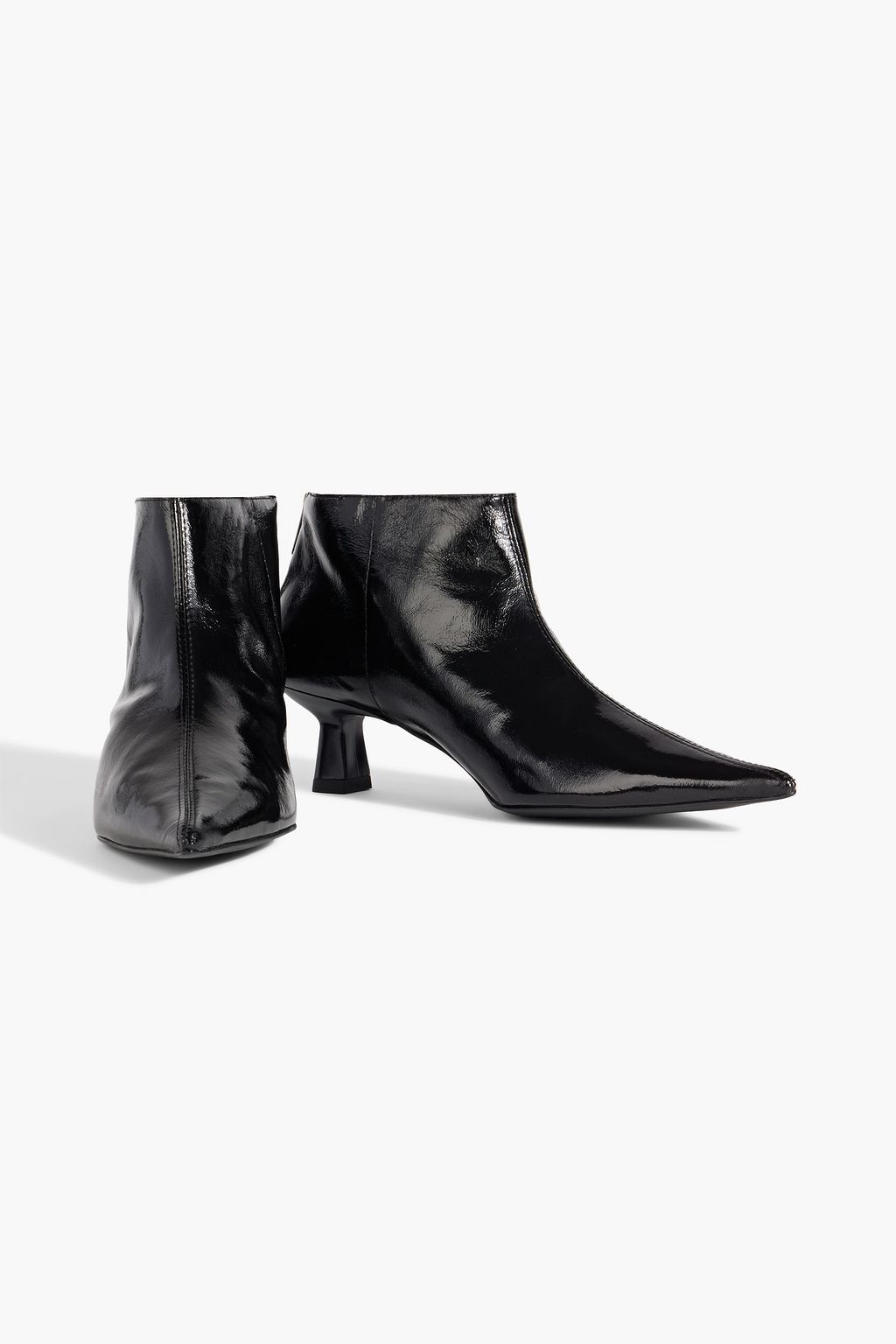 GANNI Glossed faux leather ankle boots