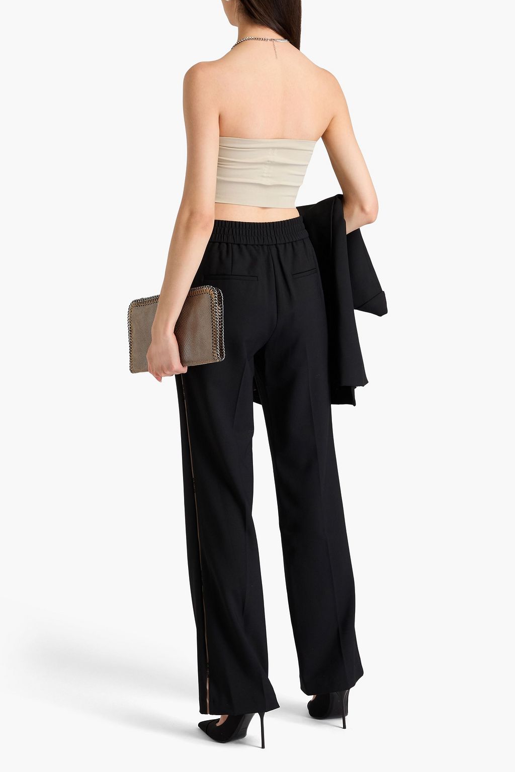 HELMUT LANG بنطلون بأرجل مستقيمة من التويل بحواف من الساتان