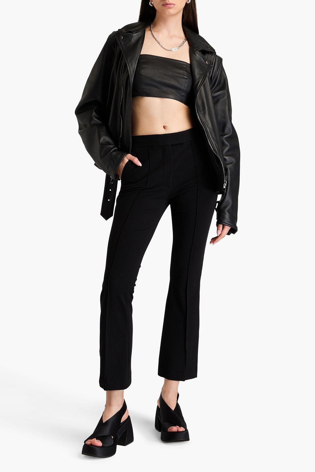 HELMUT LANG بنطلون قصير من التويل بقصة بوت كت