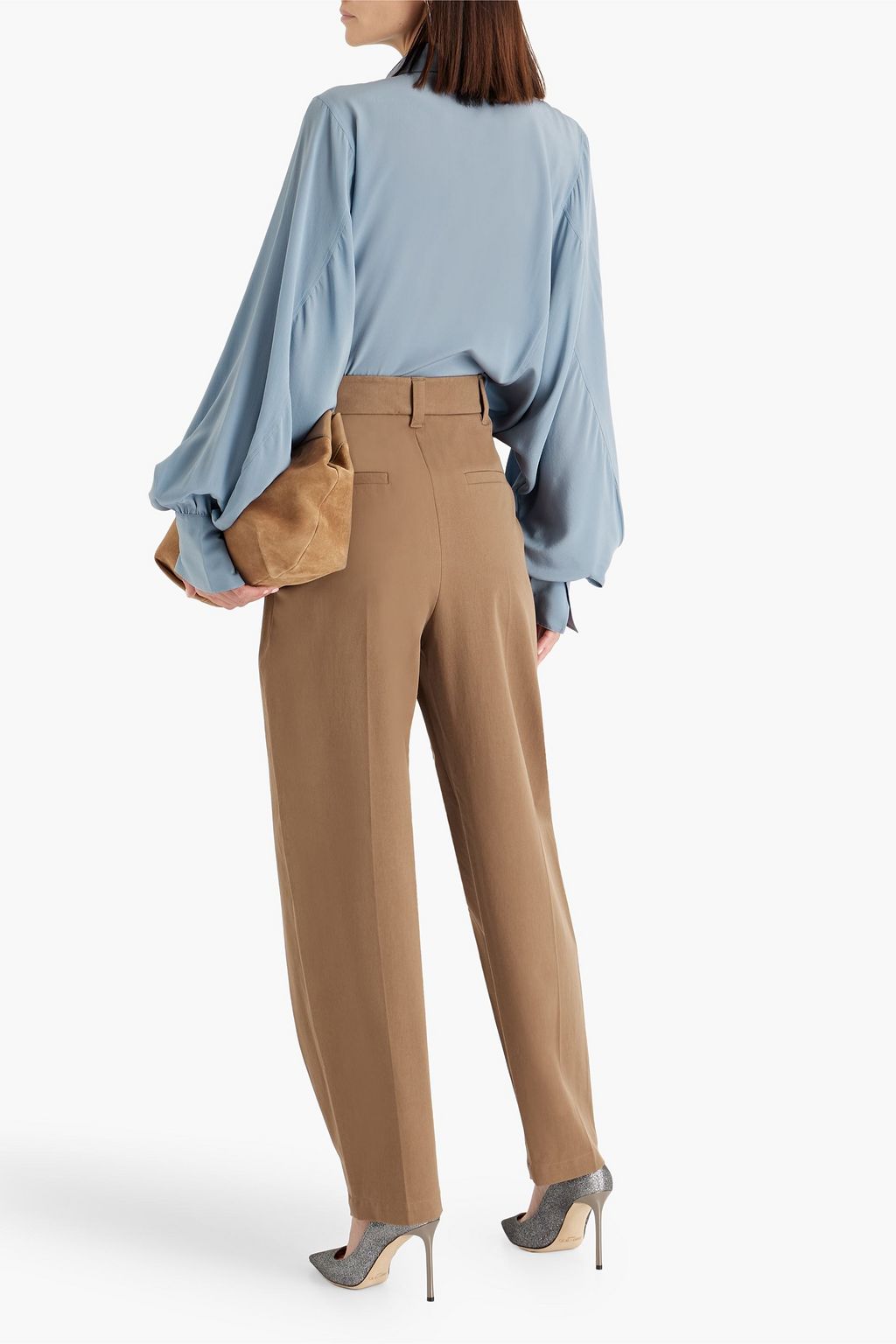 BRUNELLO CUCINELLI Bead-embellished silk crepe de chine shirt