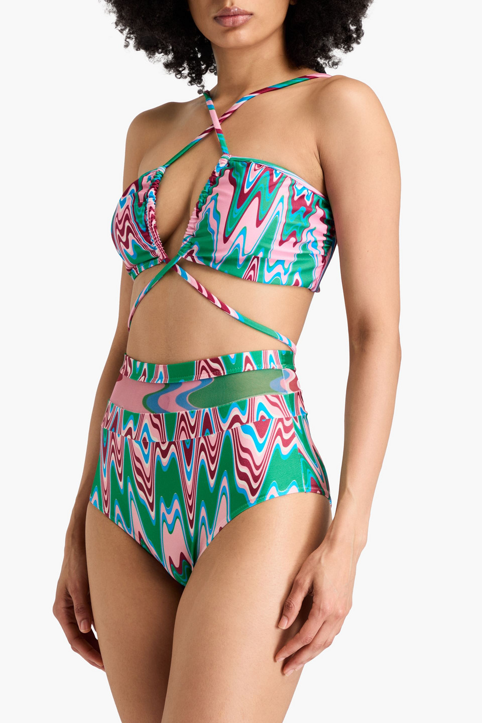 Patbo - Wickel-bikini-oberteil Mit Print - Pink - Xs 