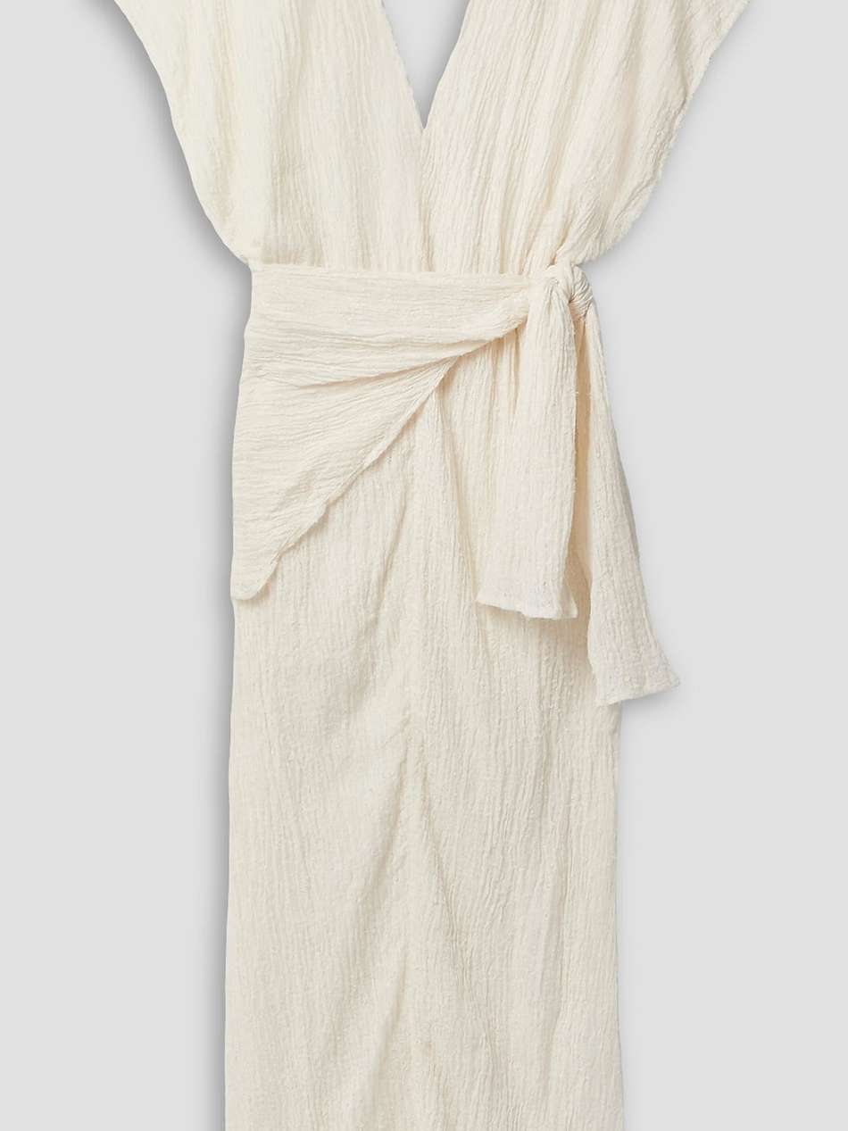 plumeria belted linen and cotton-blend maxi dress