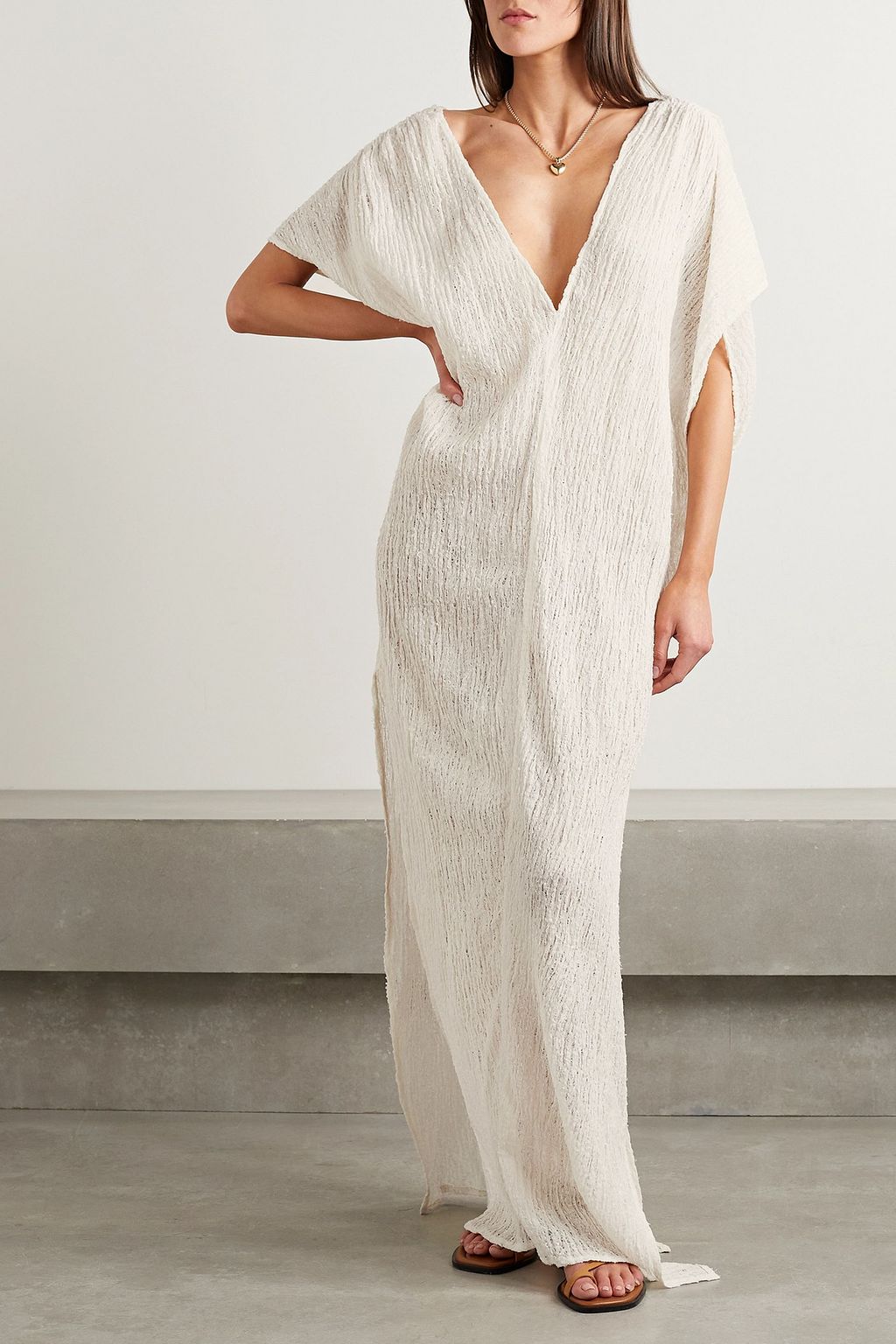 SAVANNAH MORROW Plumeria belted linen and cotton-blend maxi dress