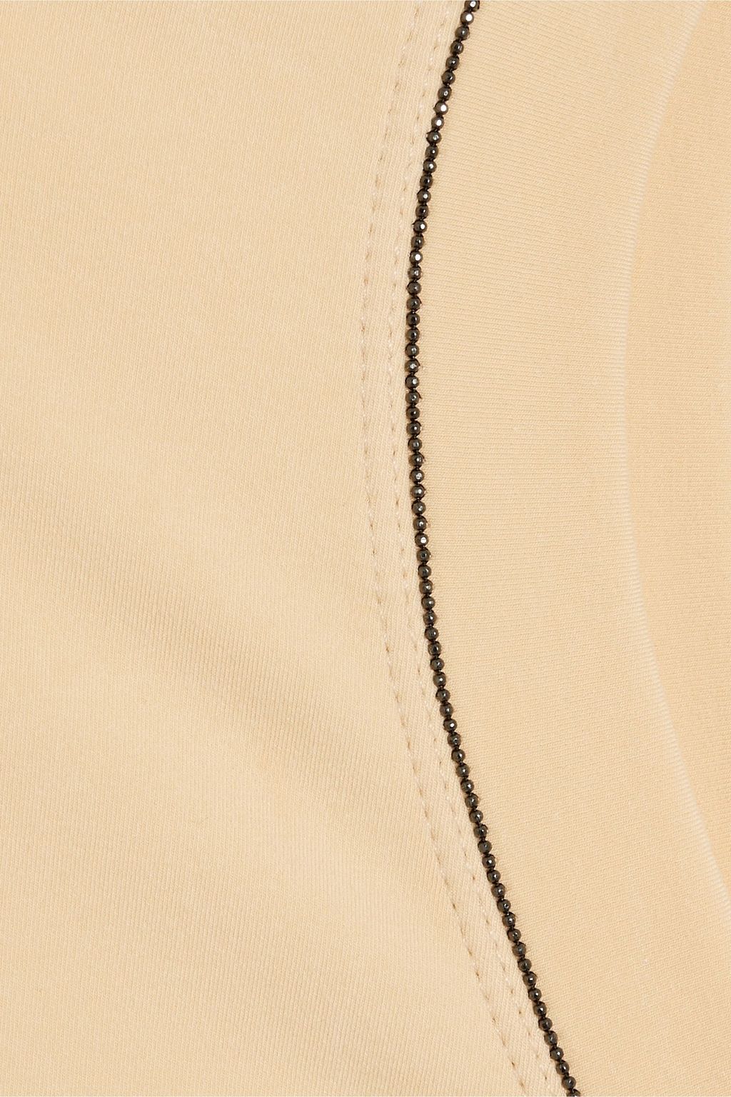 BRUNELLO CUCINELLI Bead-embellished cotton-blend jersey turtleneck midi dress