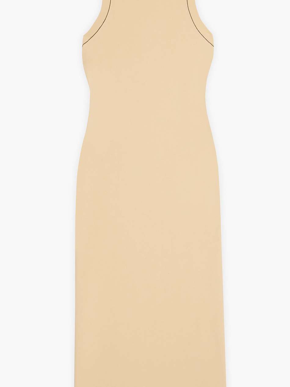 bead-embellished cotton-blend jersey turtleneck midi dress