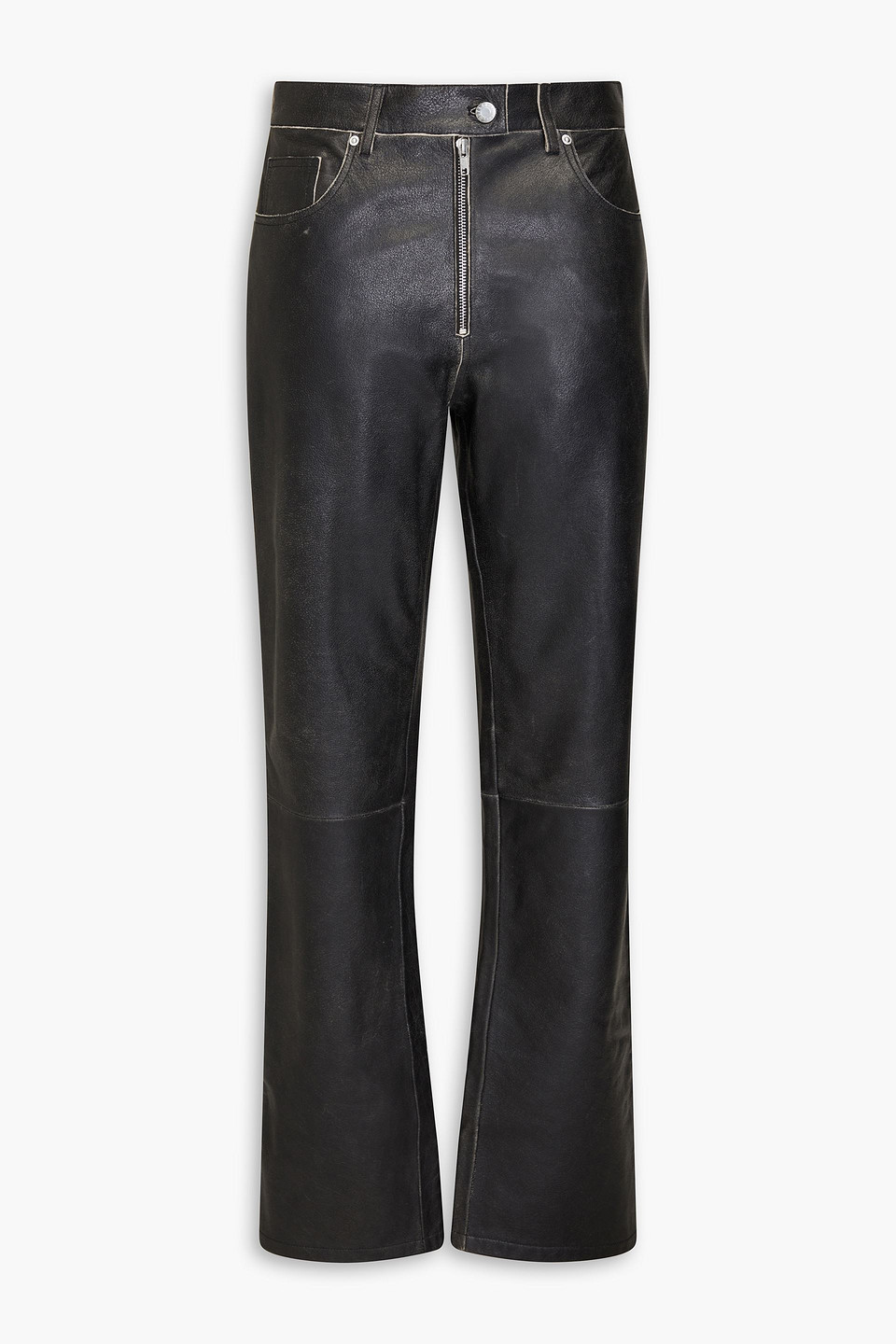 Helmut Lang Textured-leather Straight-leg Trousers In Black