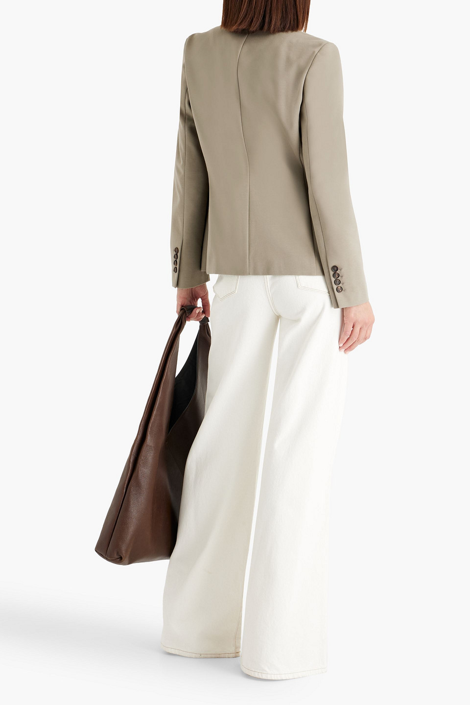 Brunello Cucinelli Double-breasted Cotton-blend Blazer In Sage Green
