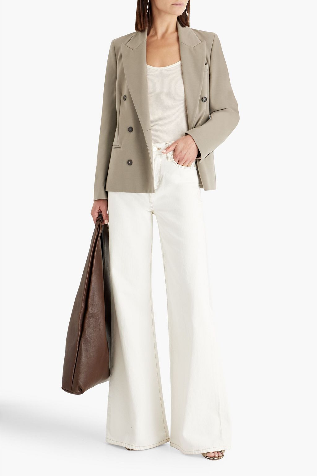 BRUNELLO CUCINELLI Double-breasted cotton-blend blazer