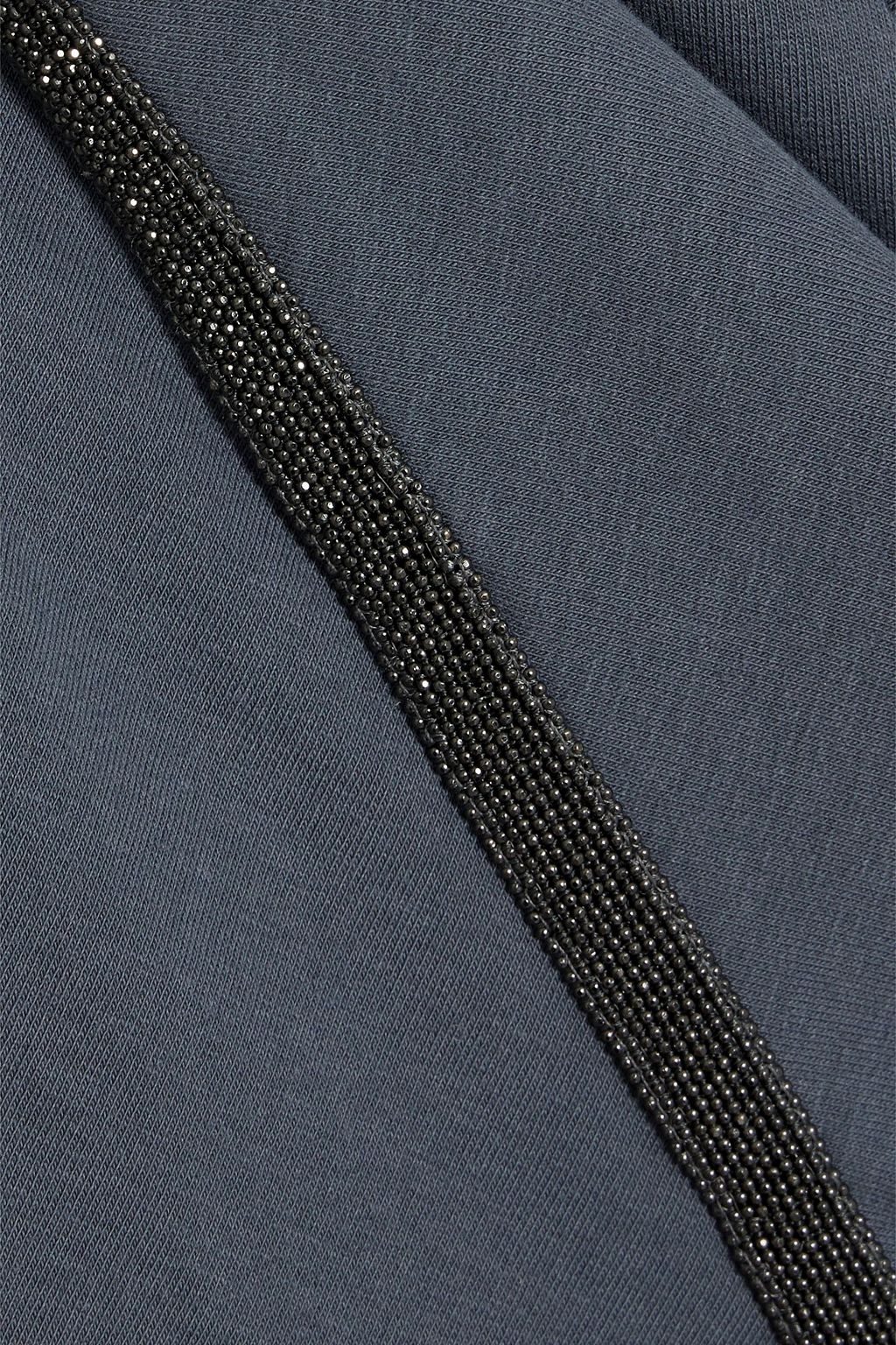 BRUNELLO CUCINELLI Bead-embellished cotton-blend jersey dress