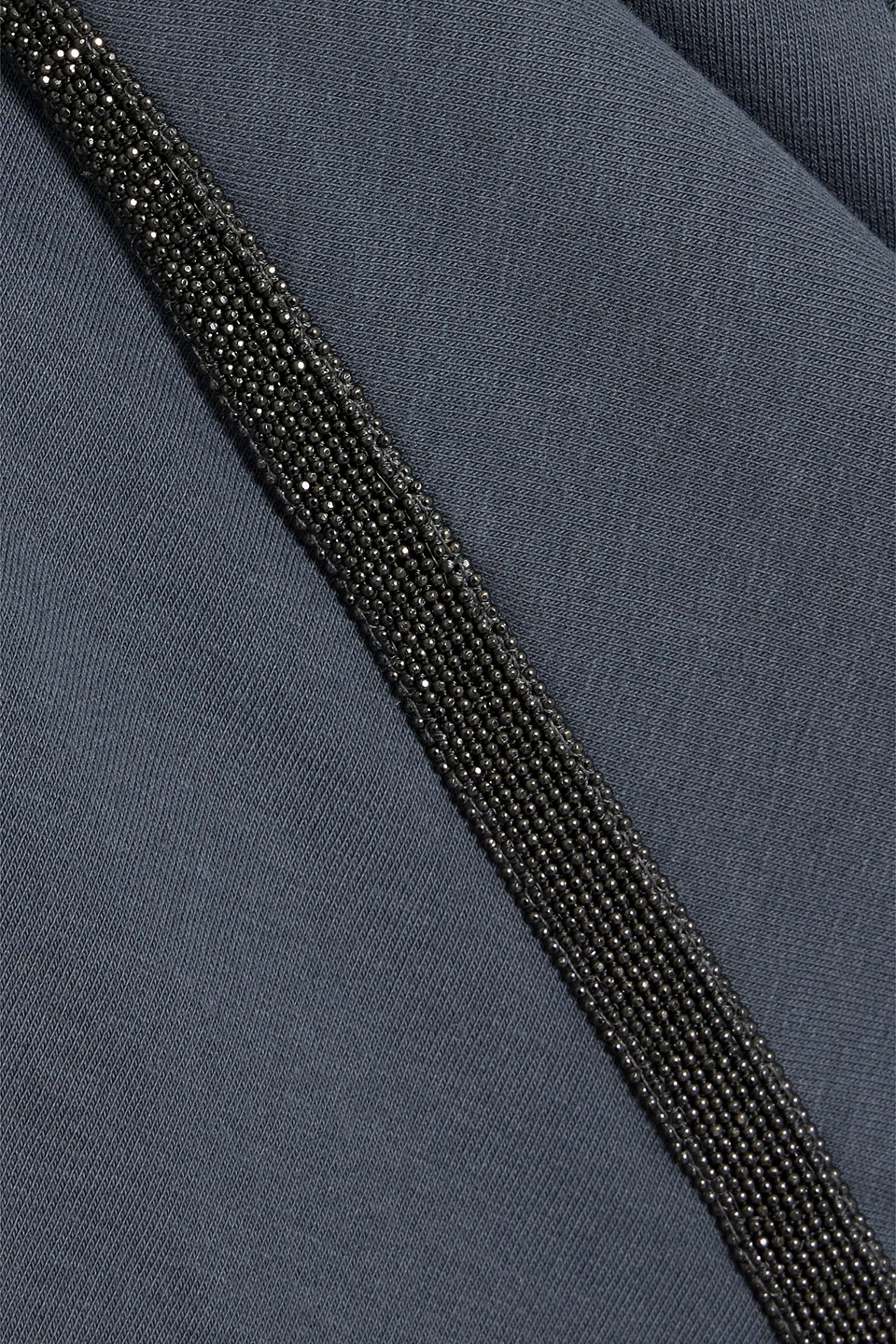 Brunello Cucinelli Bead-embellished Cotton-blend Jersey Dress In Slate Blue