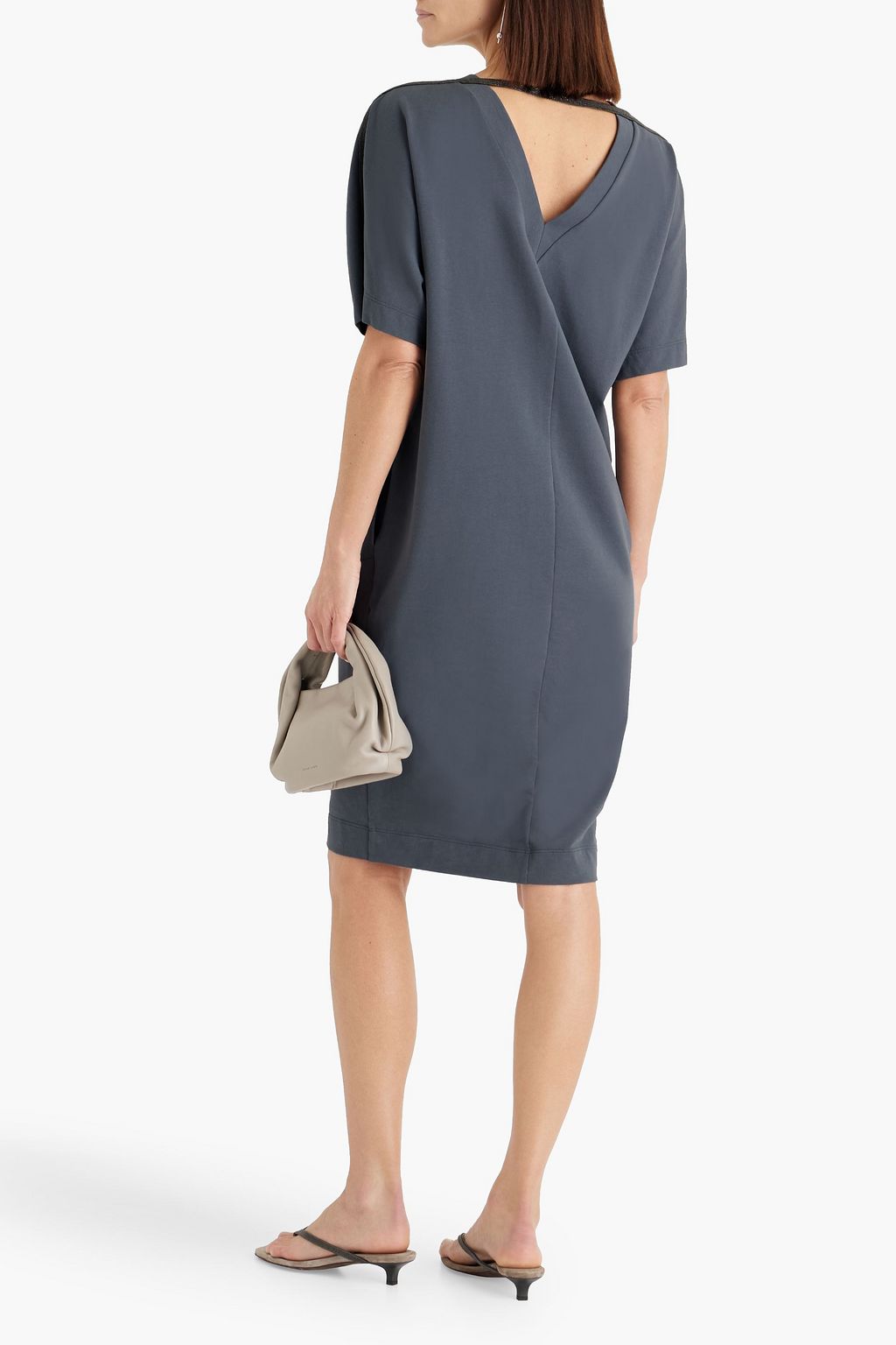 BRUNELLO CUCINELLI Bead-embellished cotton-blend jersey dress