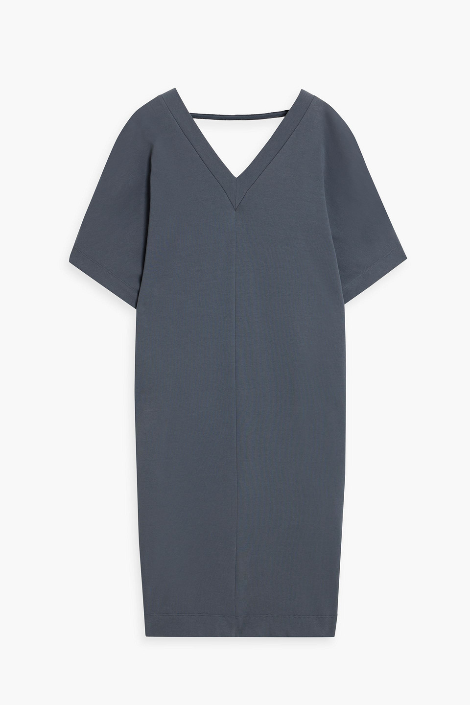 Brunello Cucinelli Bead-embellished Cotton-blend Jersey Dress In Slate Blue