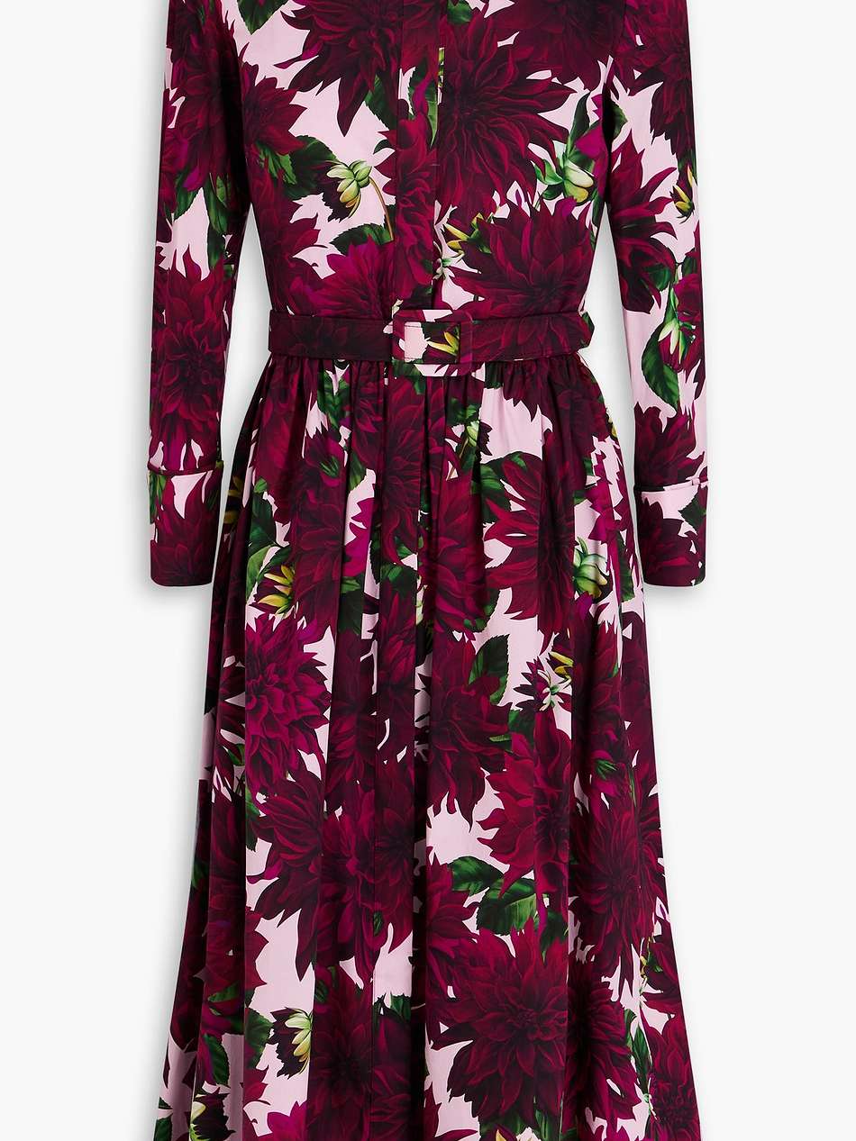 belted floral-print stretch-cotton poplin midi dress