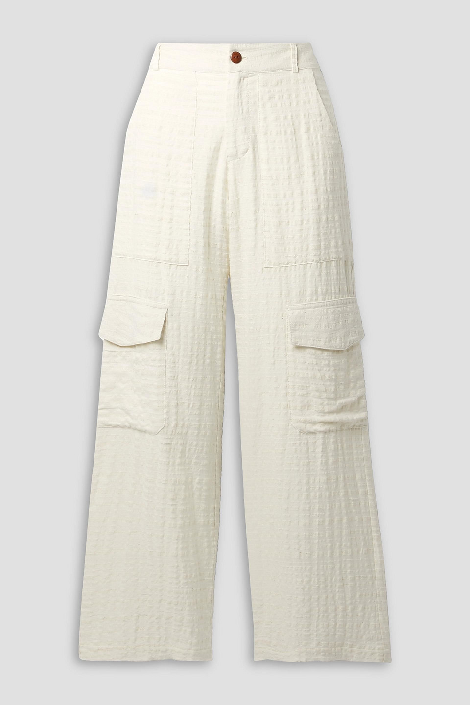 Savannah Morrow Maribel Cotton, Bamboo Lyocell And Hemp-blend Wide-leg Pants In Cream