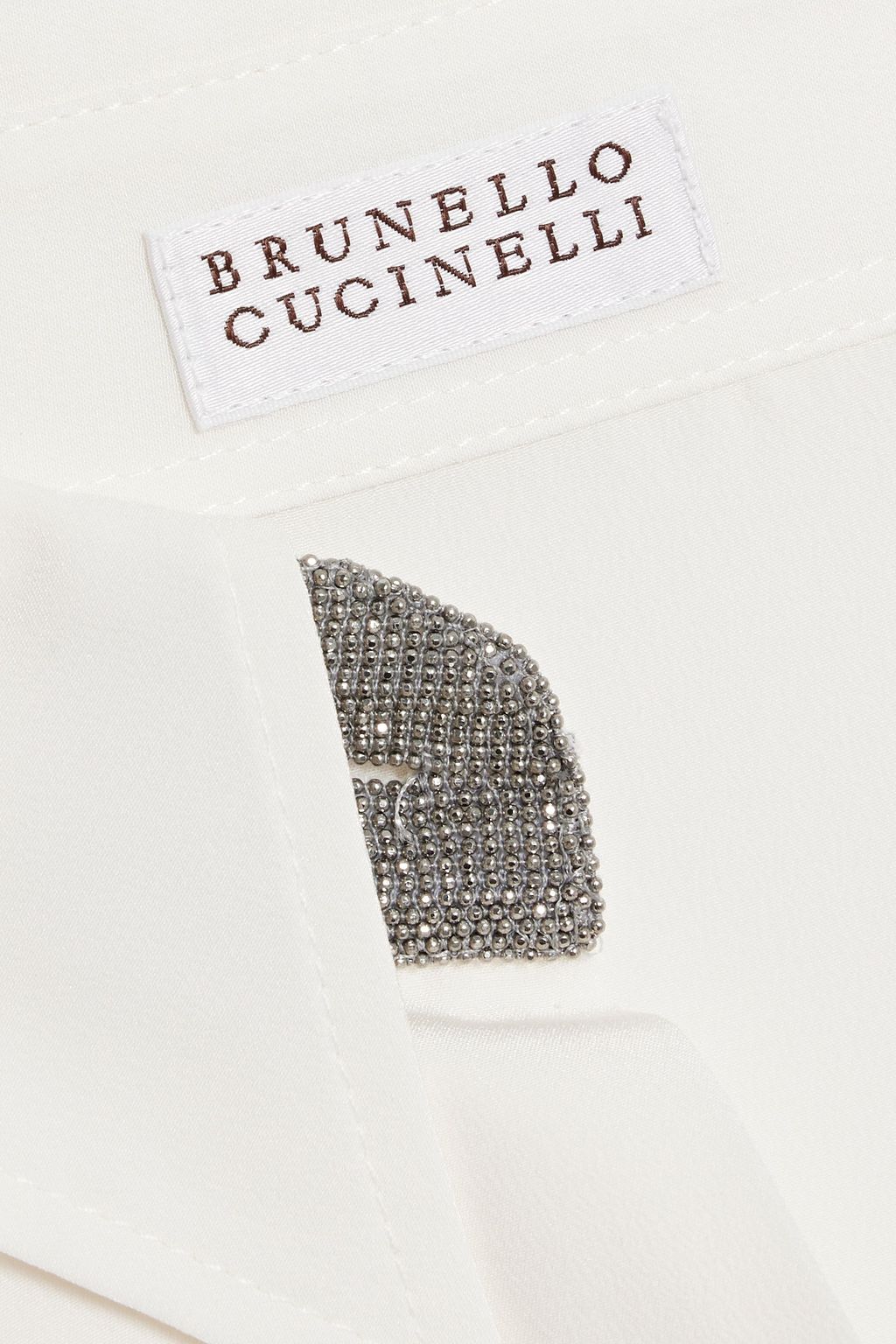 BRUNELLO CUCINELLI Bead-embellished silk crepe de chine shirt
