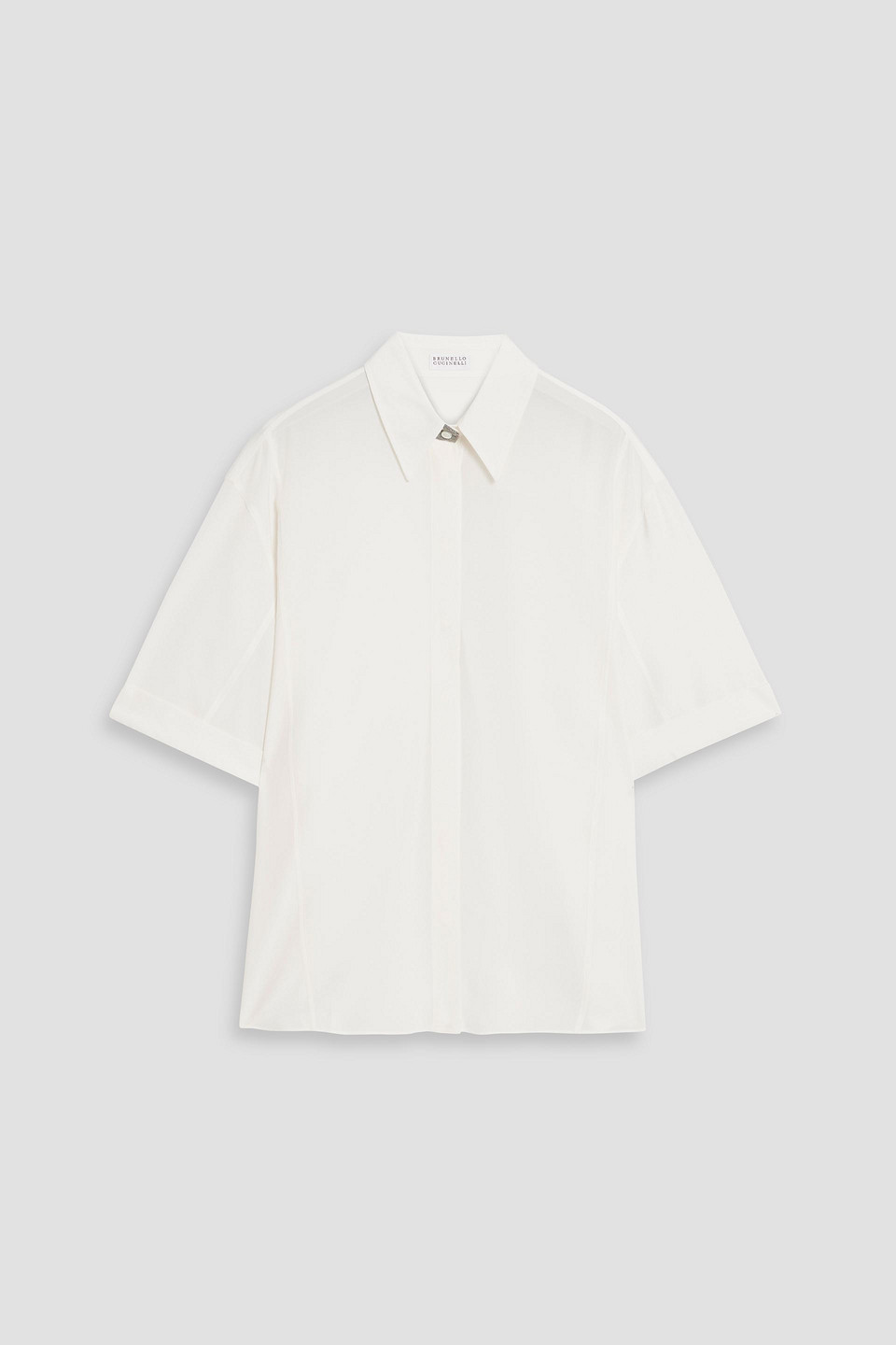 Brunello Cucinelli Bead-embellished Silk Crepe De Chine Shirt In Ivory