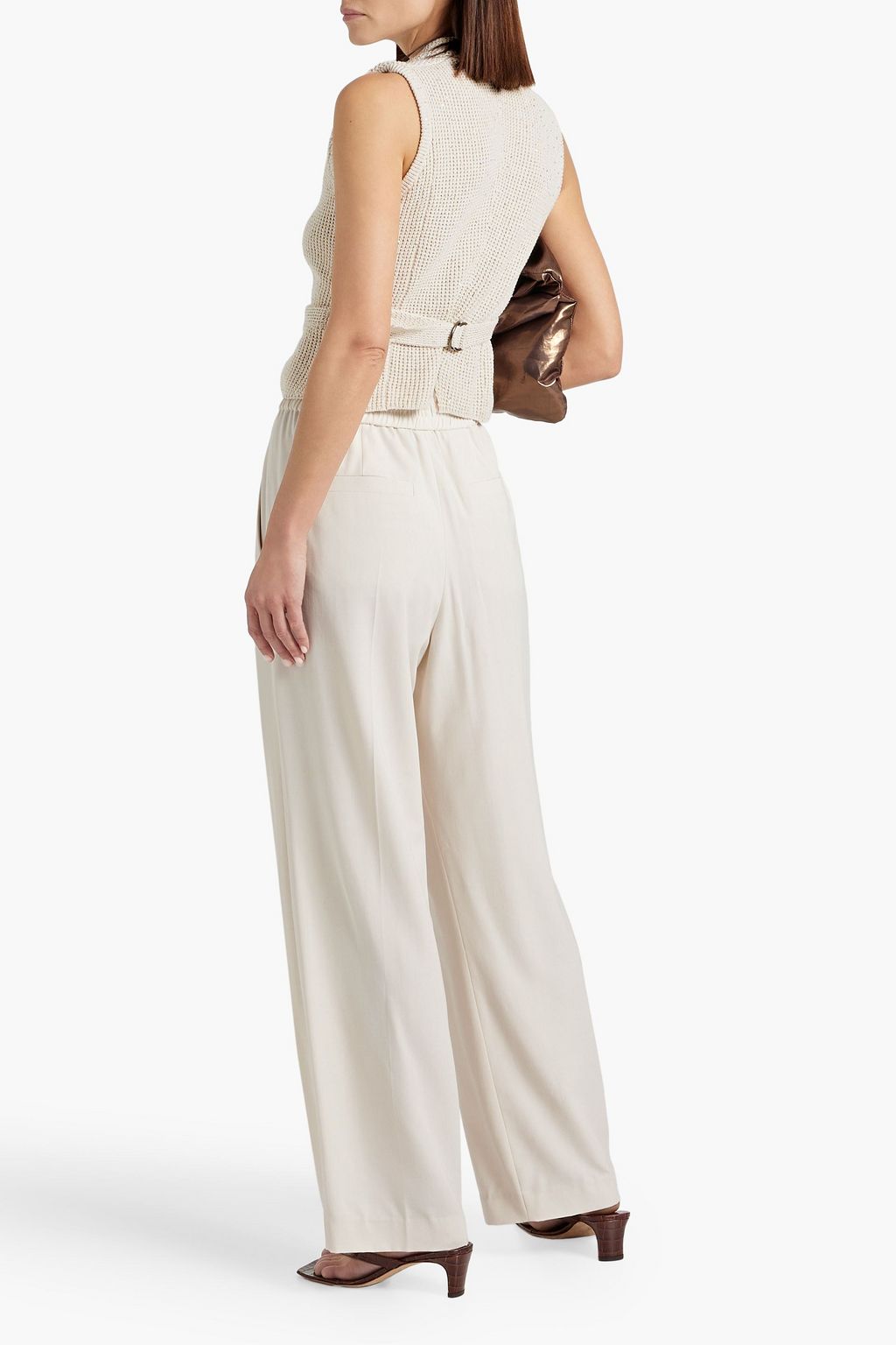 BRUNELLO CUCINELLI Pleated woven wide-leg pants