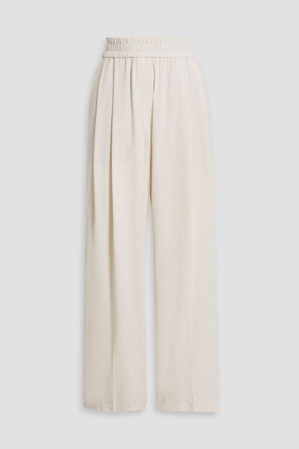Brunello Cucinelli Crepe Wide-leg Pants In Cream