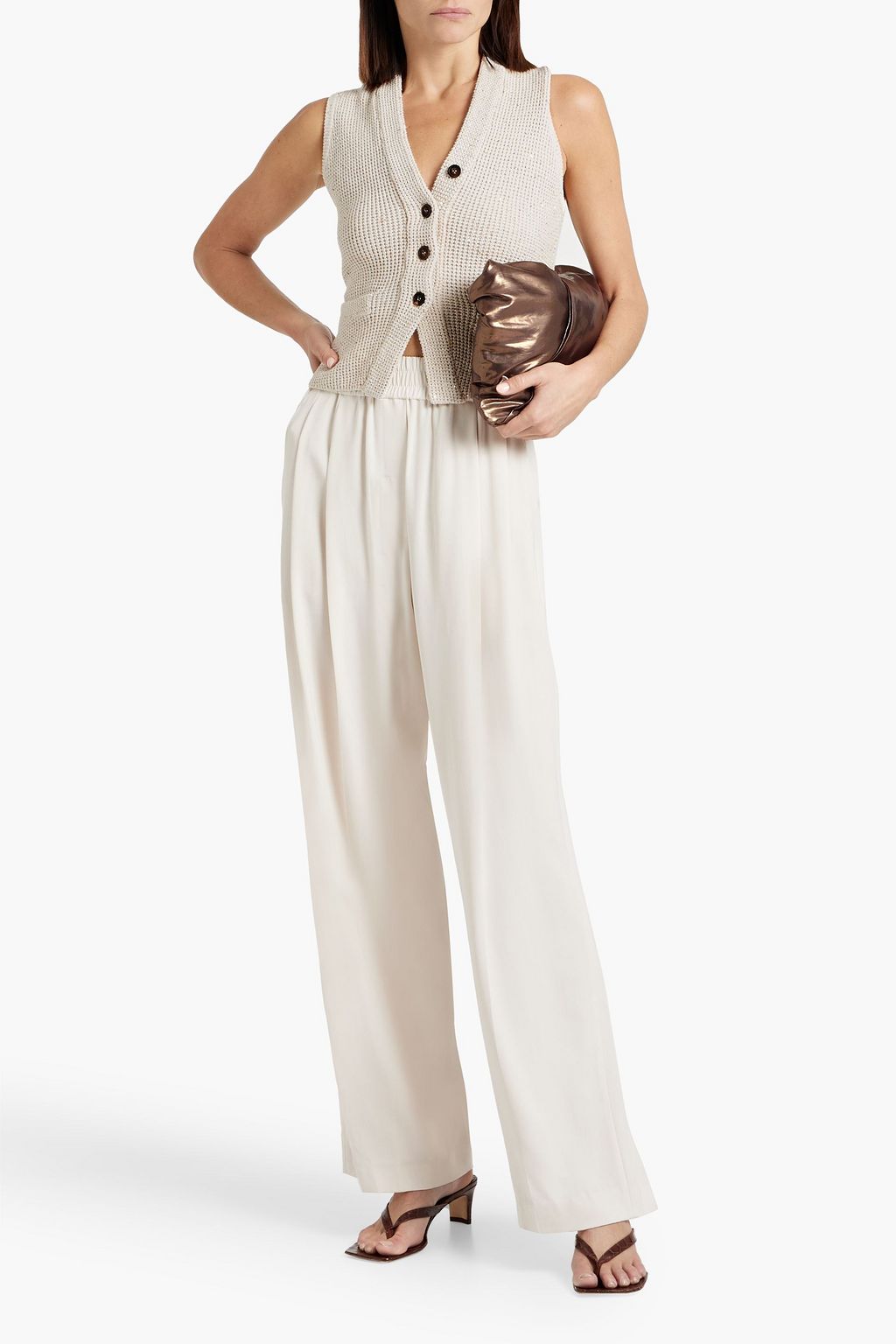 BRUNELLO CUCINELLI Pleated woven wide-leg pants