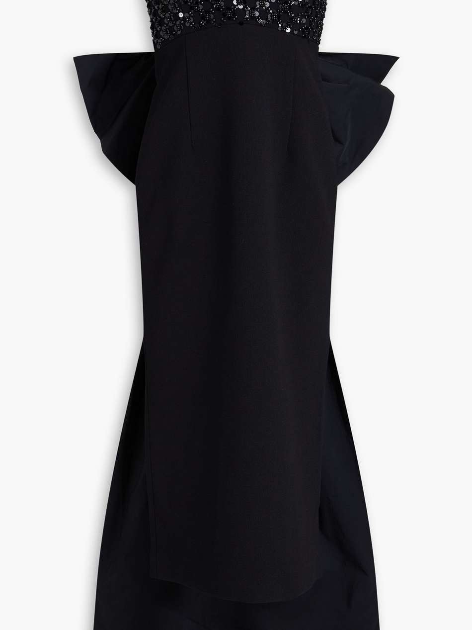 marie strapless bow-detailed embellished crepe midi dress