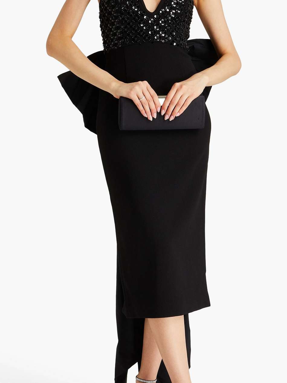 marie strapless bow-detailed embellished crepe midi dress