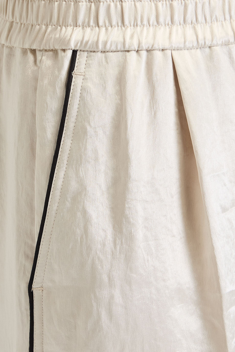 Helmut Lang Pleated Crinkled Crepe-satin Shorts In Naturfarben