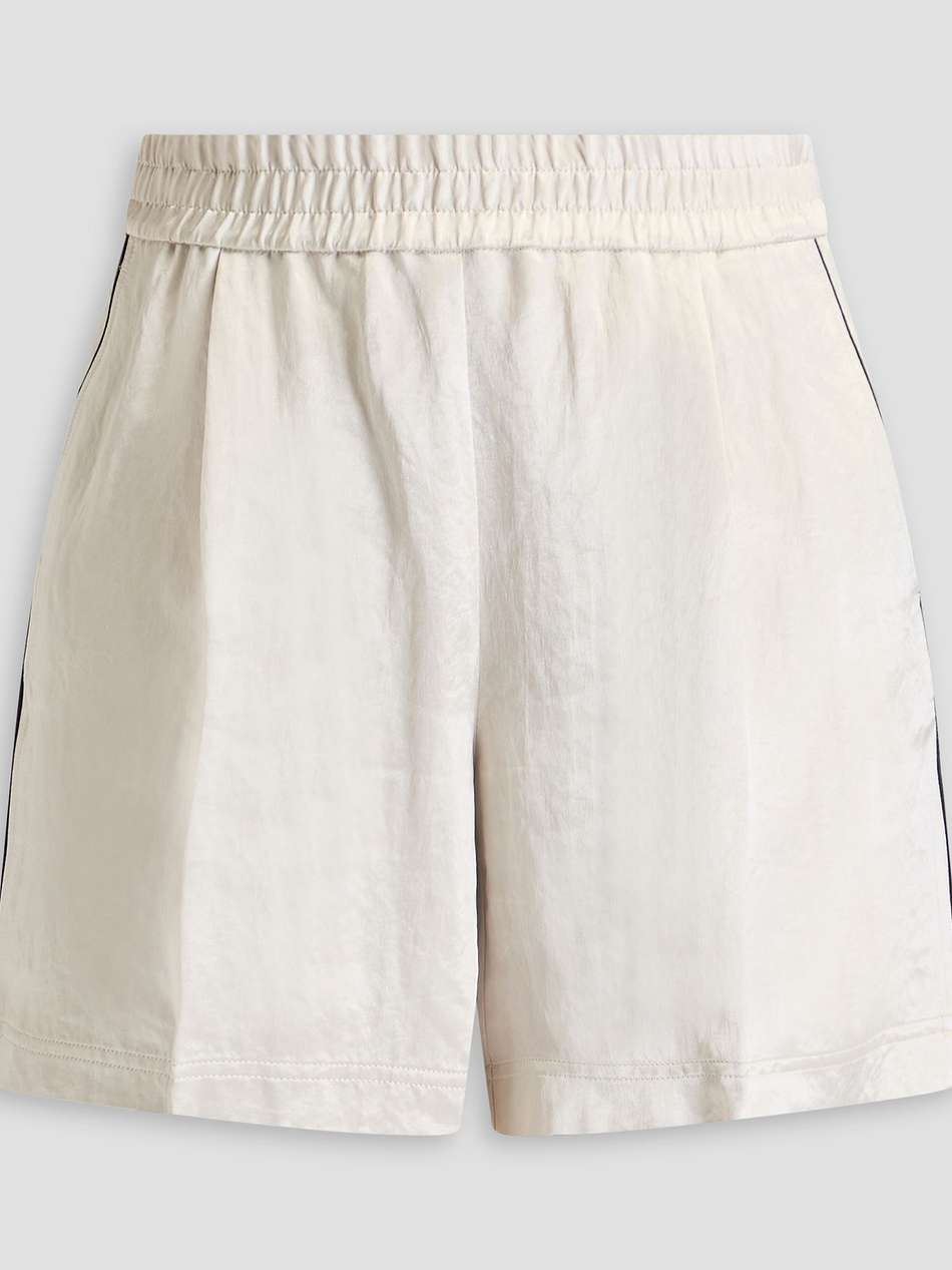 pleated crinkled crepe-satin shorts