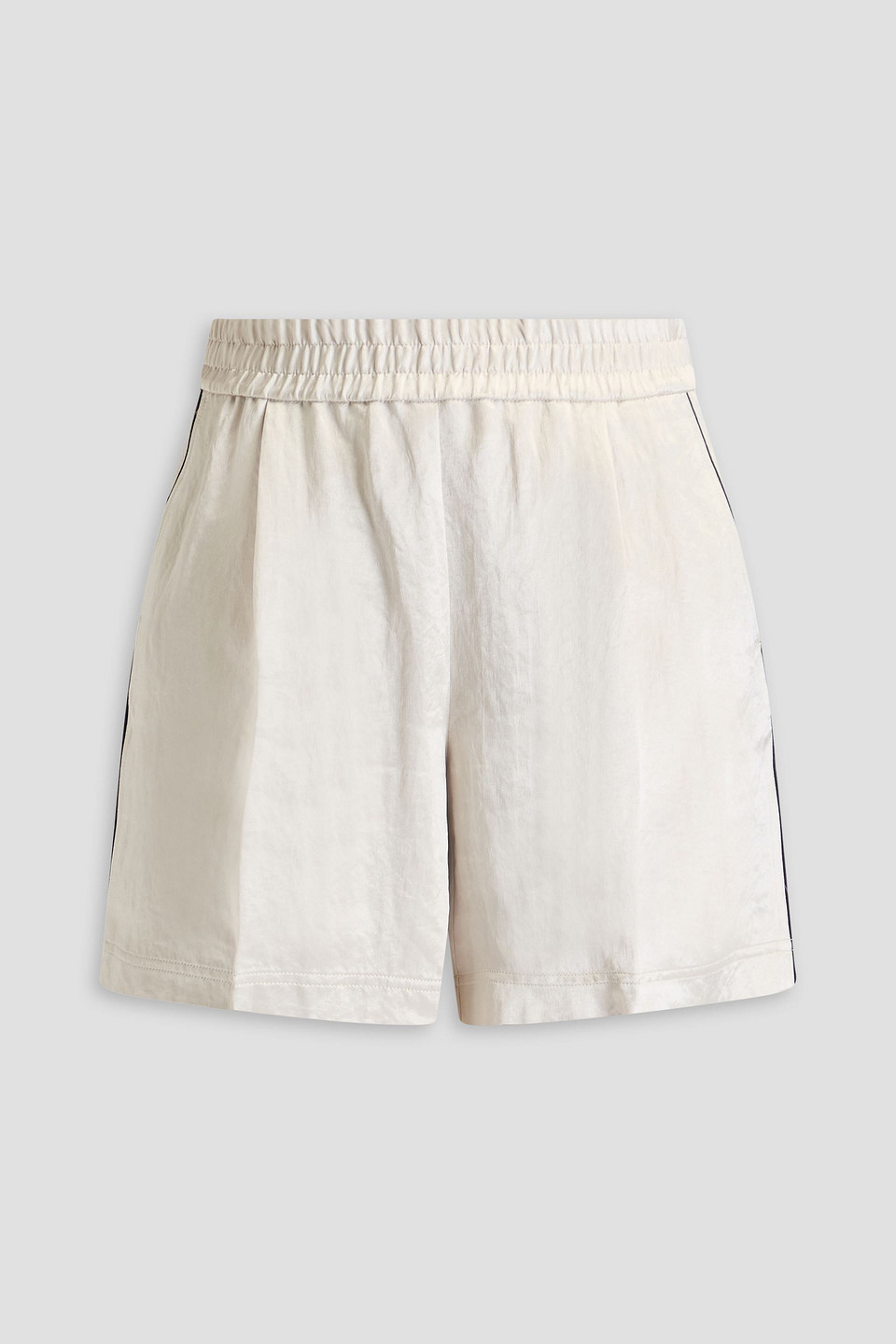 Helmut Lang Pleated Crinkled Crepe-satin Shorts In Naturfarben