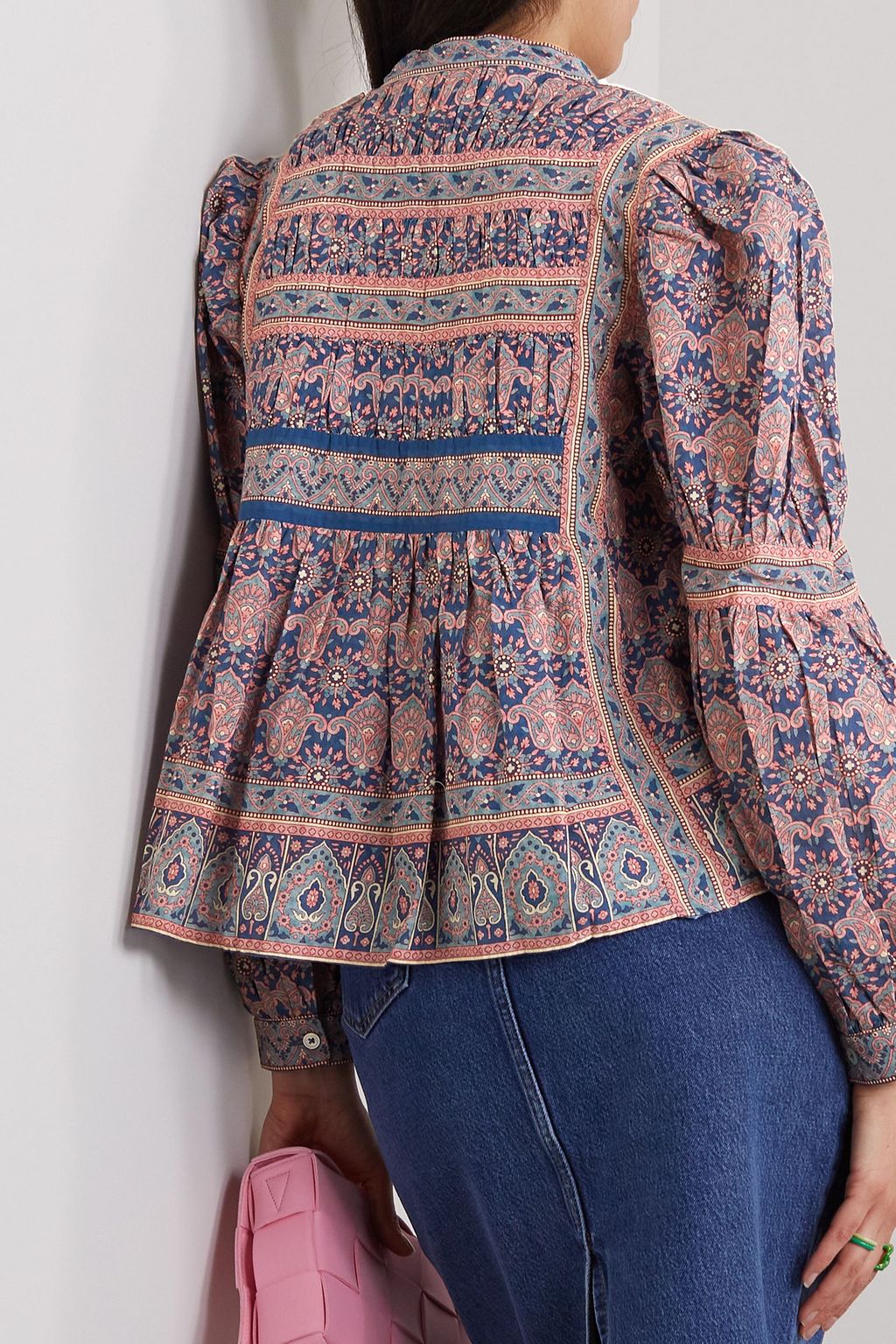 SEA Parker Bluse aus bedrucktem Baumwoll-Voile mit Schößchen