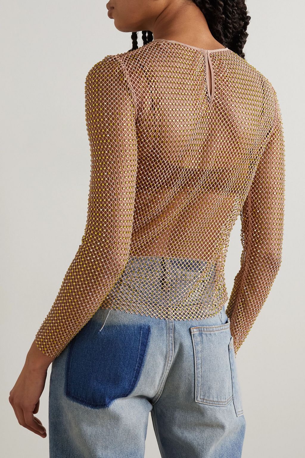SELF-PORTRAIT بلوزة من الشبك مزركش بالكريستال