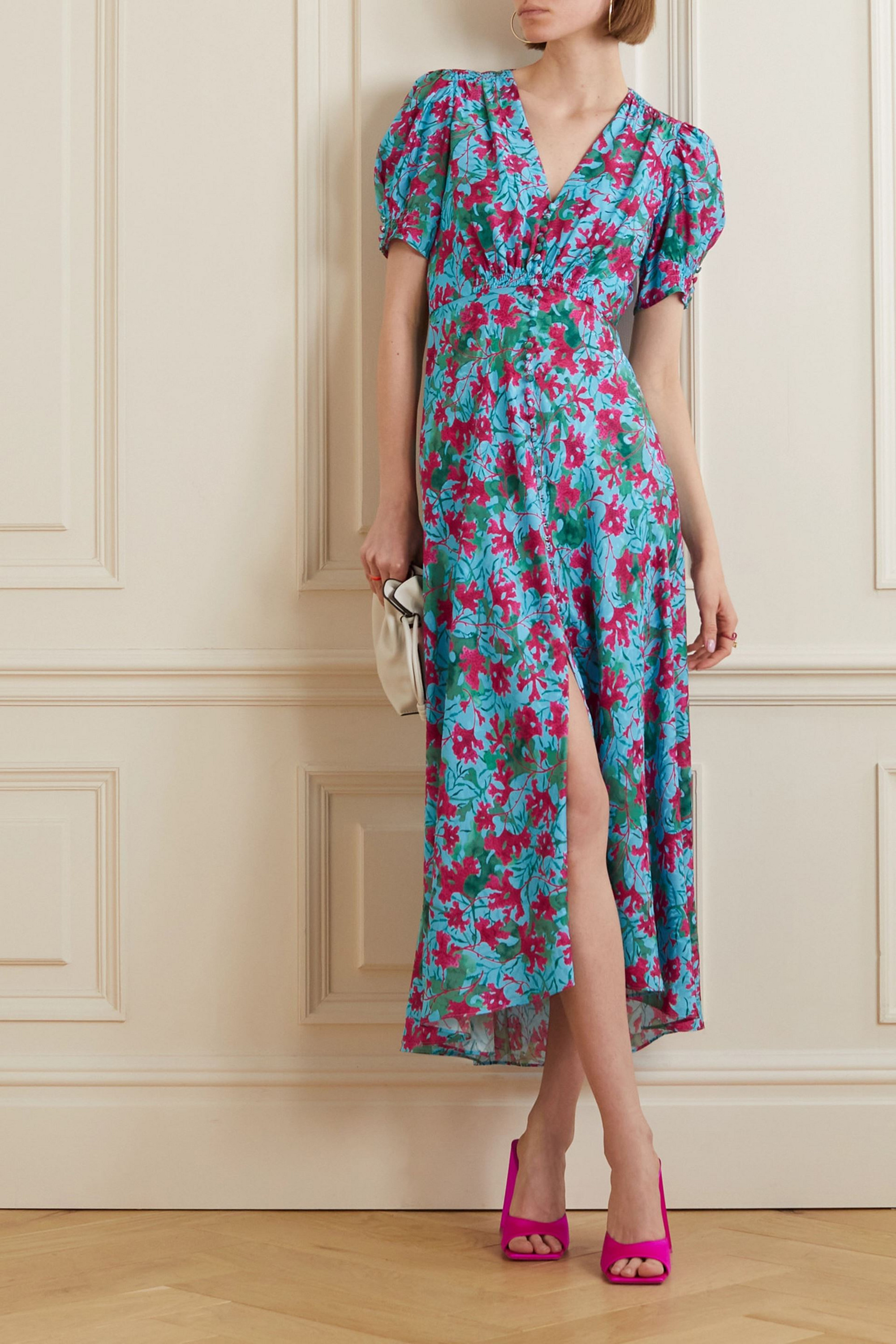 Saloni Lea floral-print silk maxi dress