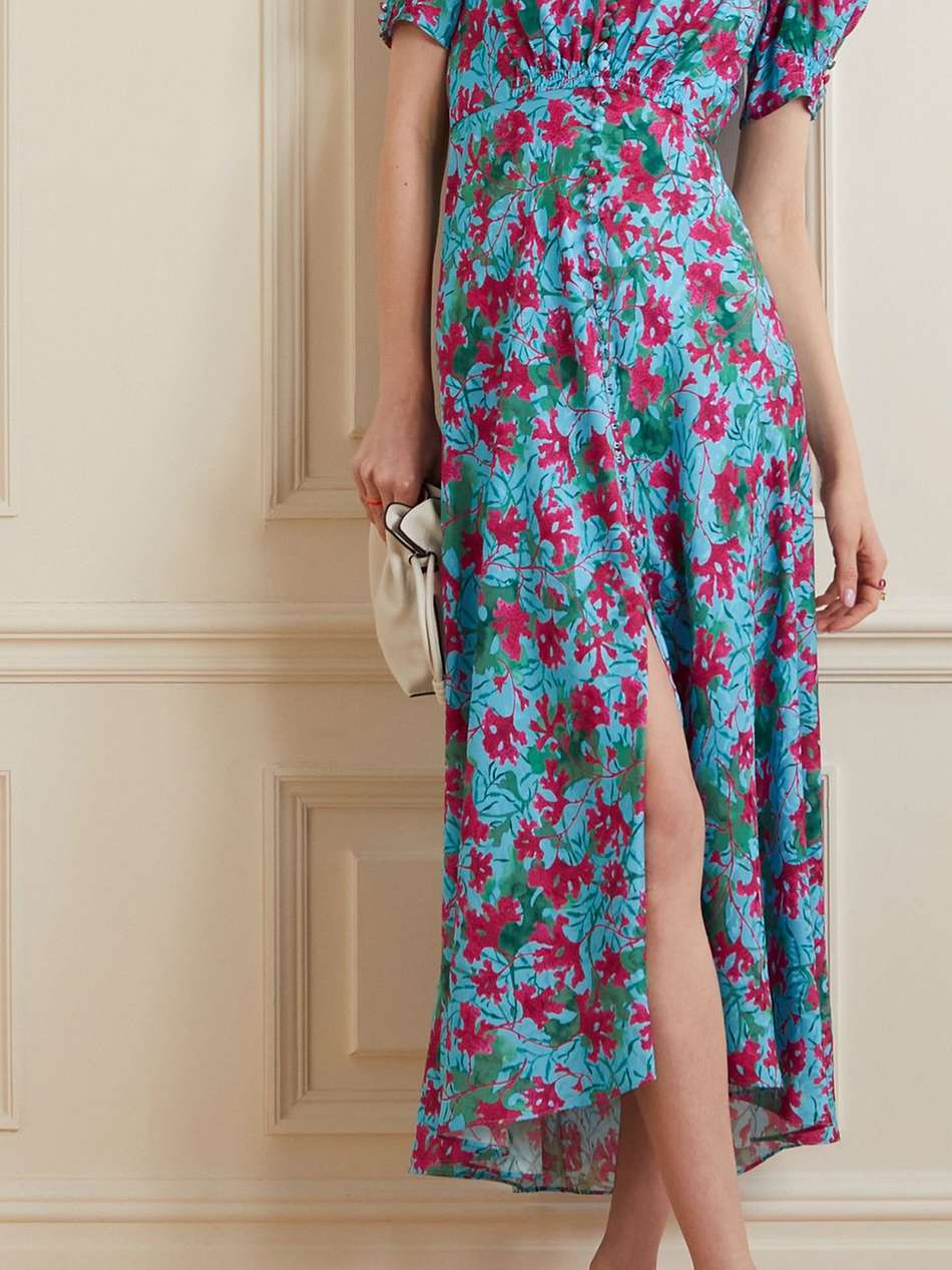 lea floral-print silk maxi dress