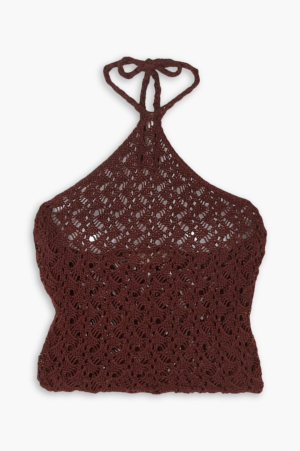 Savannah Morrow Kirra Crocheted Pima Cotton Halterneck Top In Dark Brown