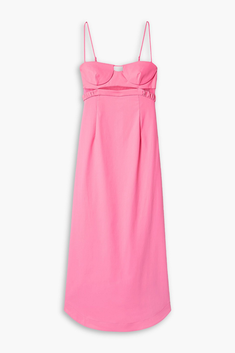Simkhai Alessi Mesh-trimmed Stretch-poplin Midi Dress In Bubblegum
