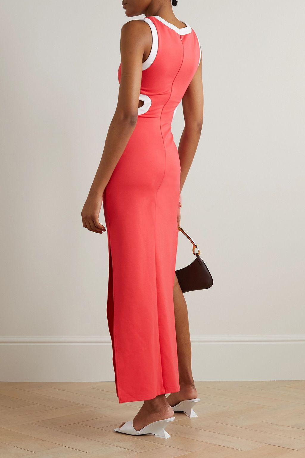 STAUD Dolce cutout two-tone ponte maxi dress