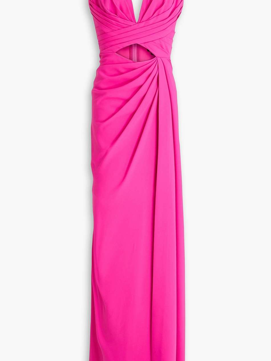 cutout draped crepe gown