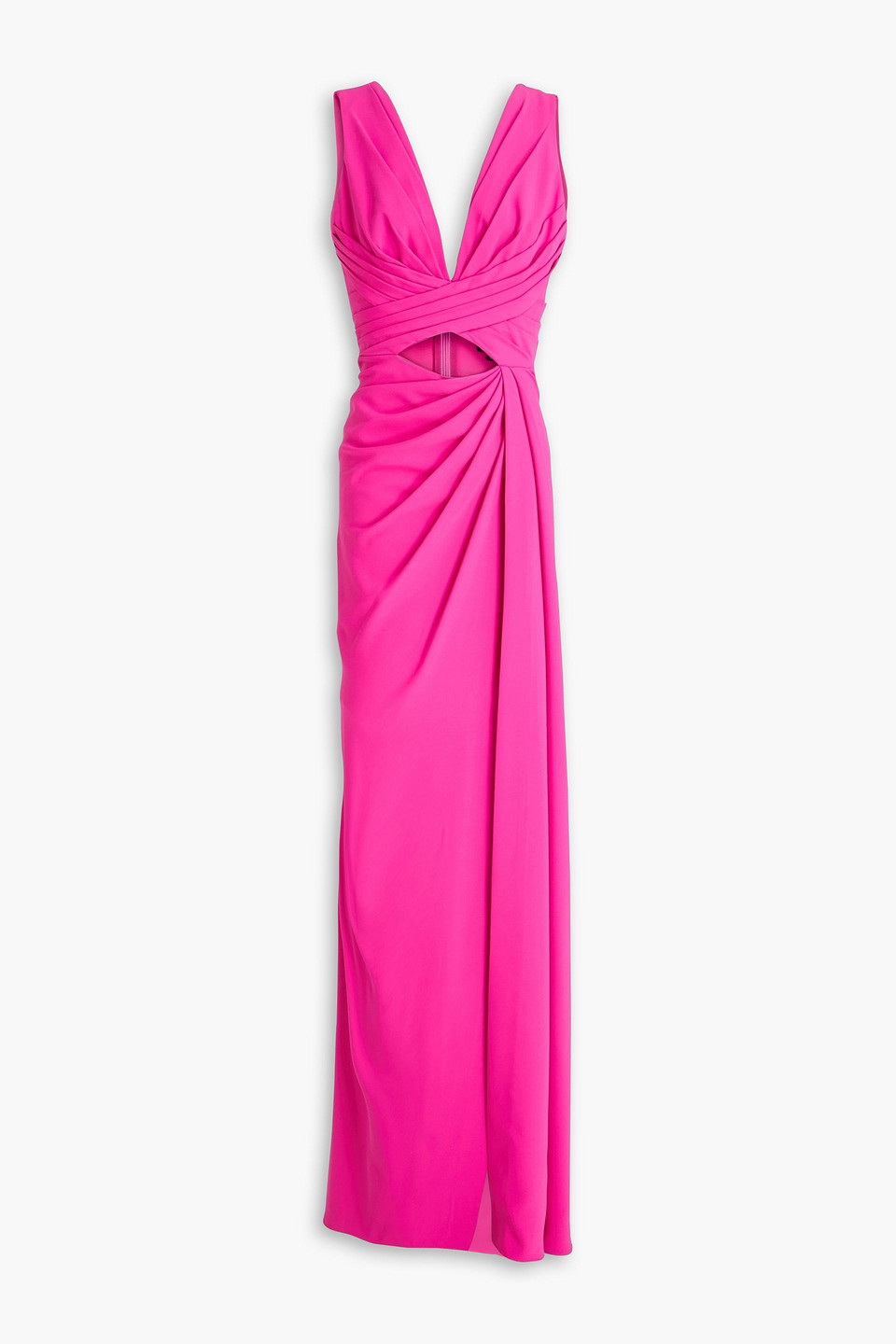 Zuhair Murad Cutout Draped Crepe Gown In Fuchsia